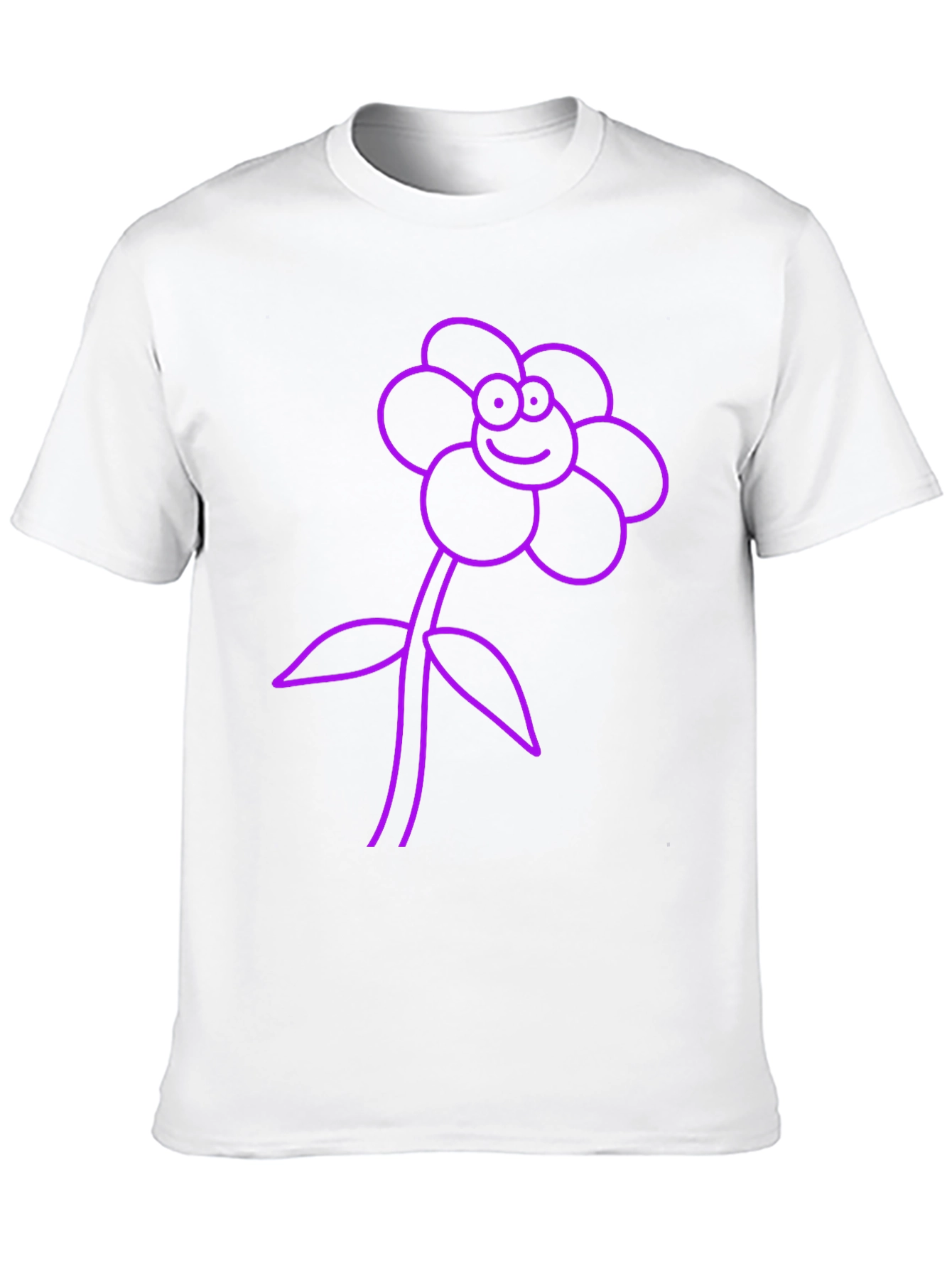 Black T-Shirt with Purple Flower Graphic