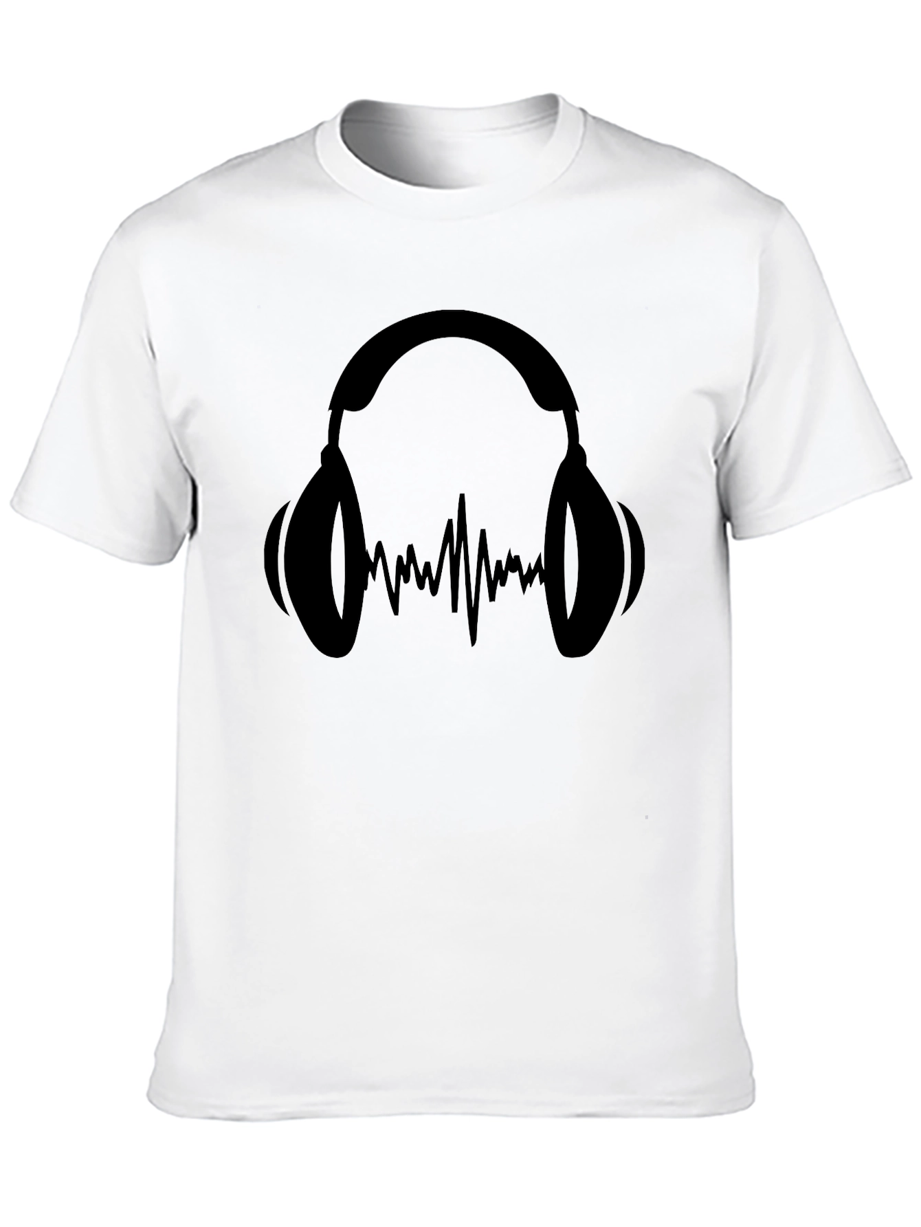 Headphones & Soundwave Graphic Tee - Black