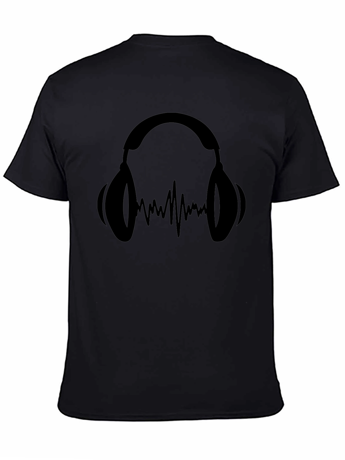 Headphones & Soundwave Graphic Tee - Black