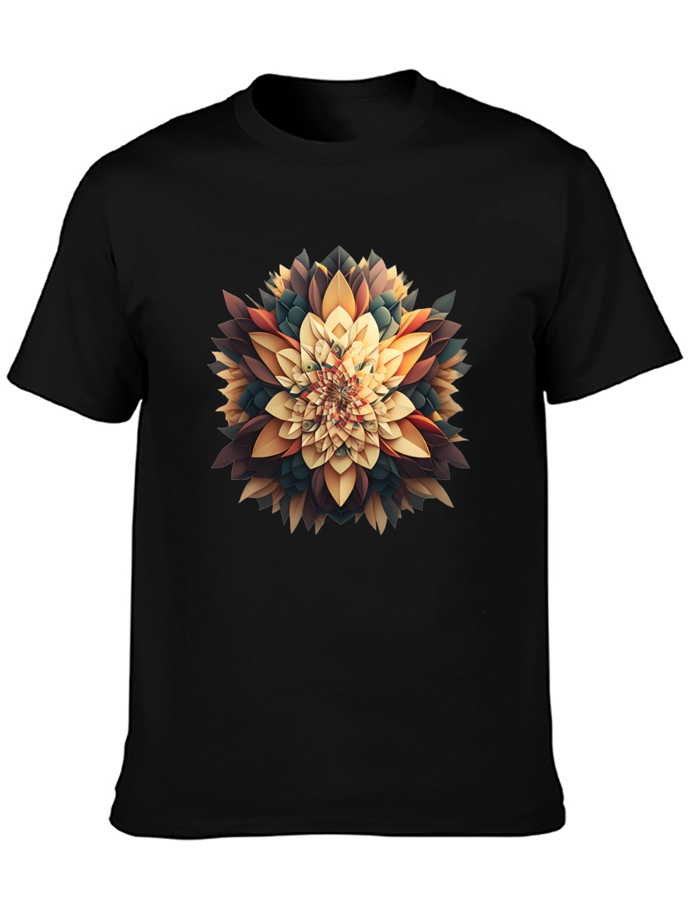 Abstract Floral Graphic Tee - Modern Black T-Shirt