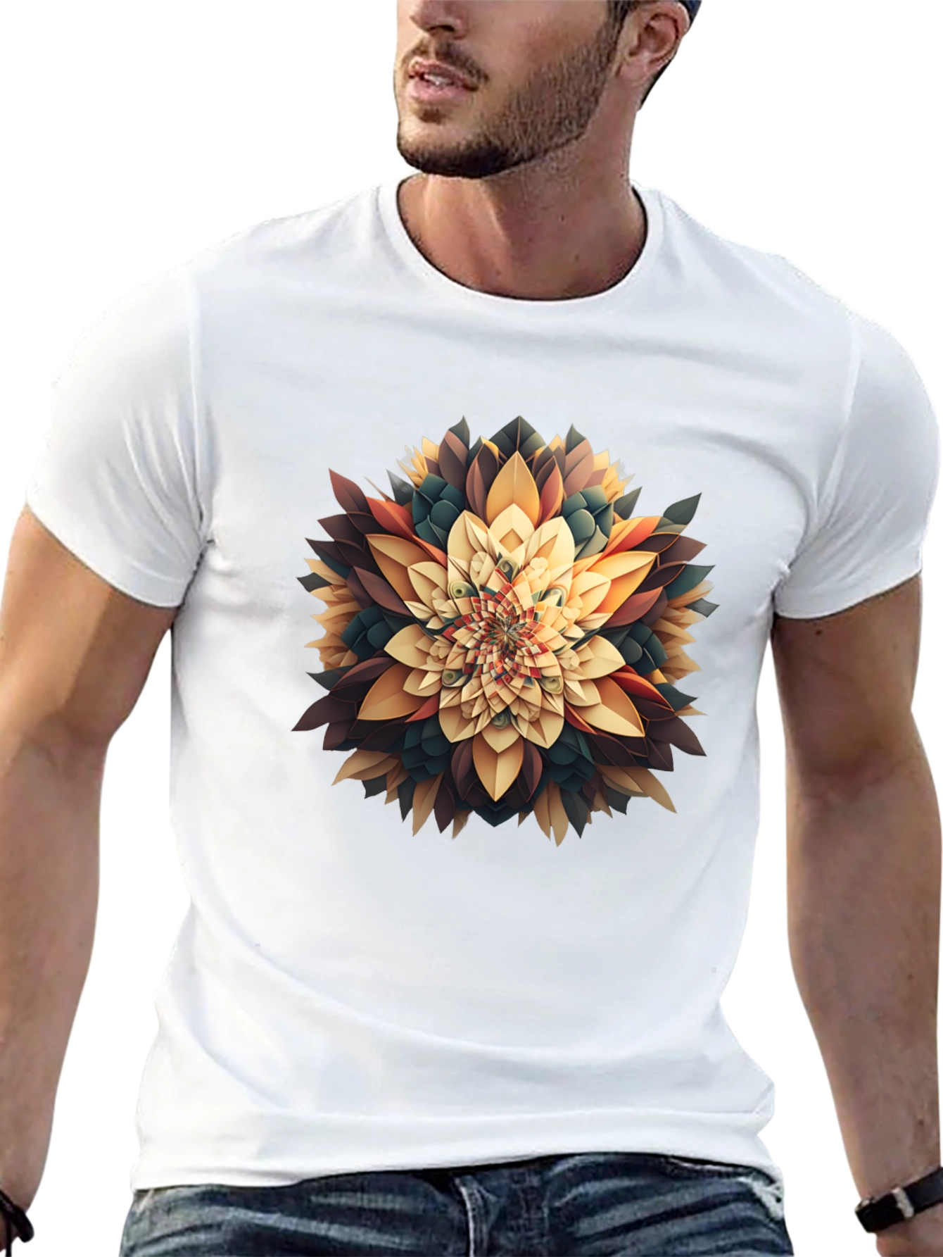 Abstract Floral Graphic Tee - Modern Black T-Shirt