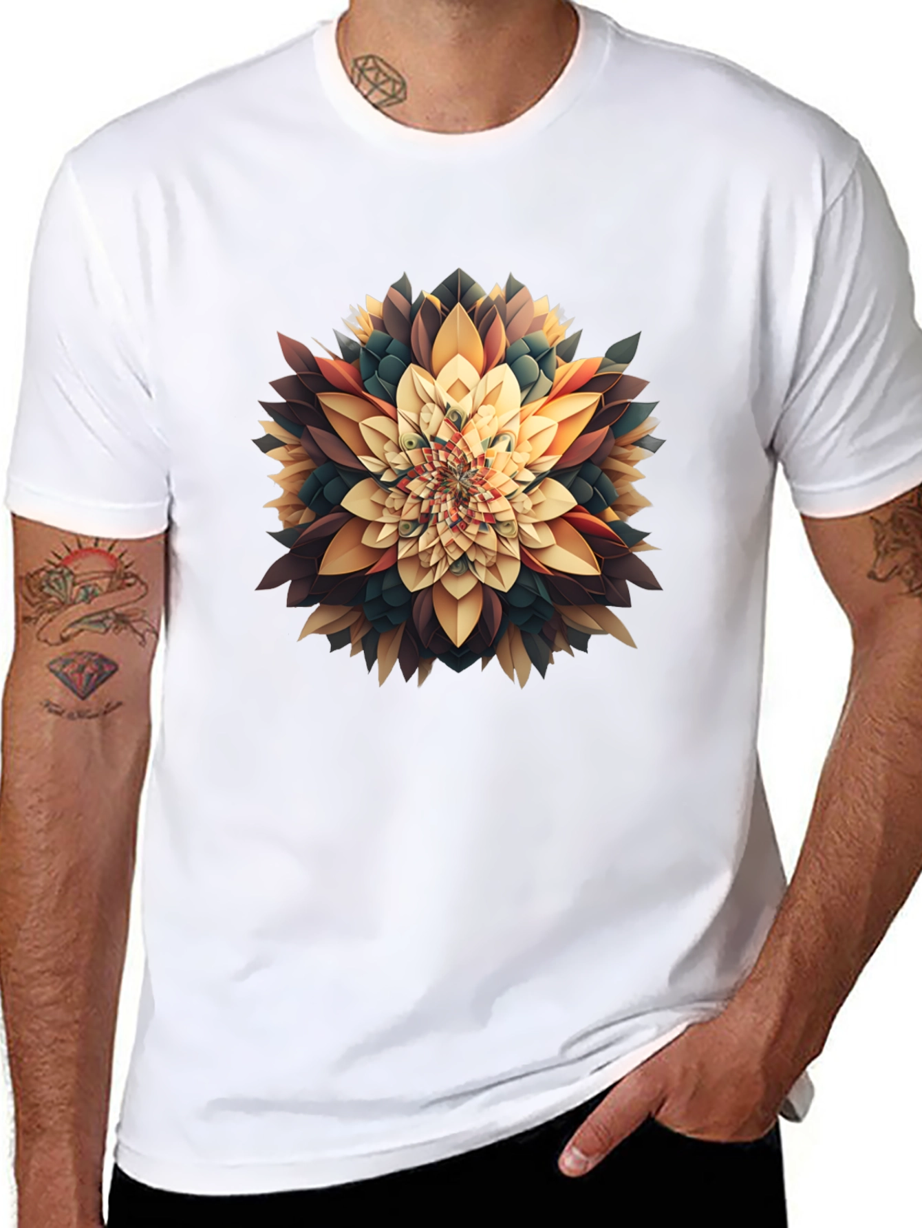 Abstract Floral Graphic Tee - Modern Black T-Shirt