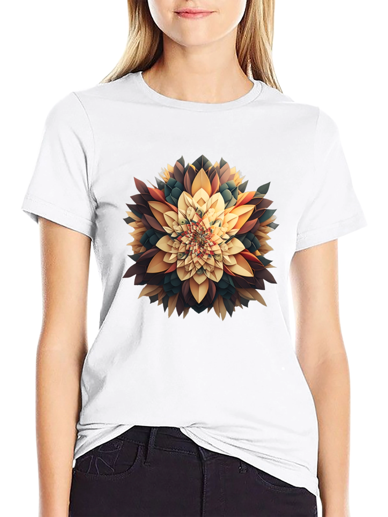 Abstract Floral Graphic Tee - Modern Black T-Shirt