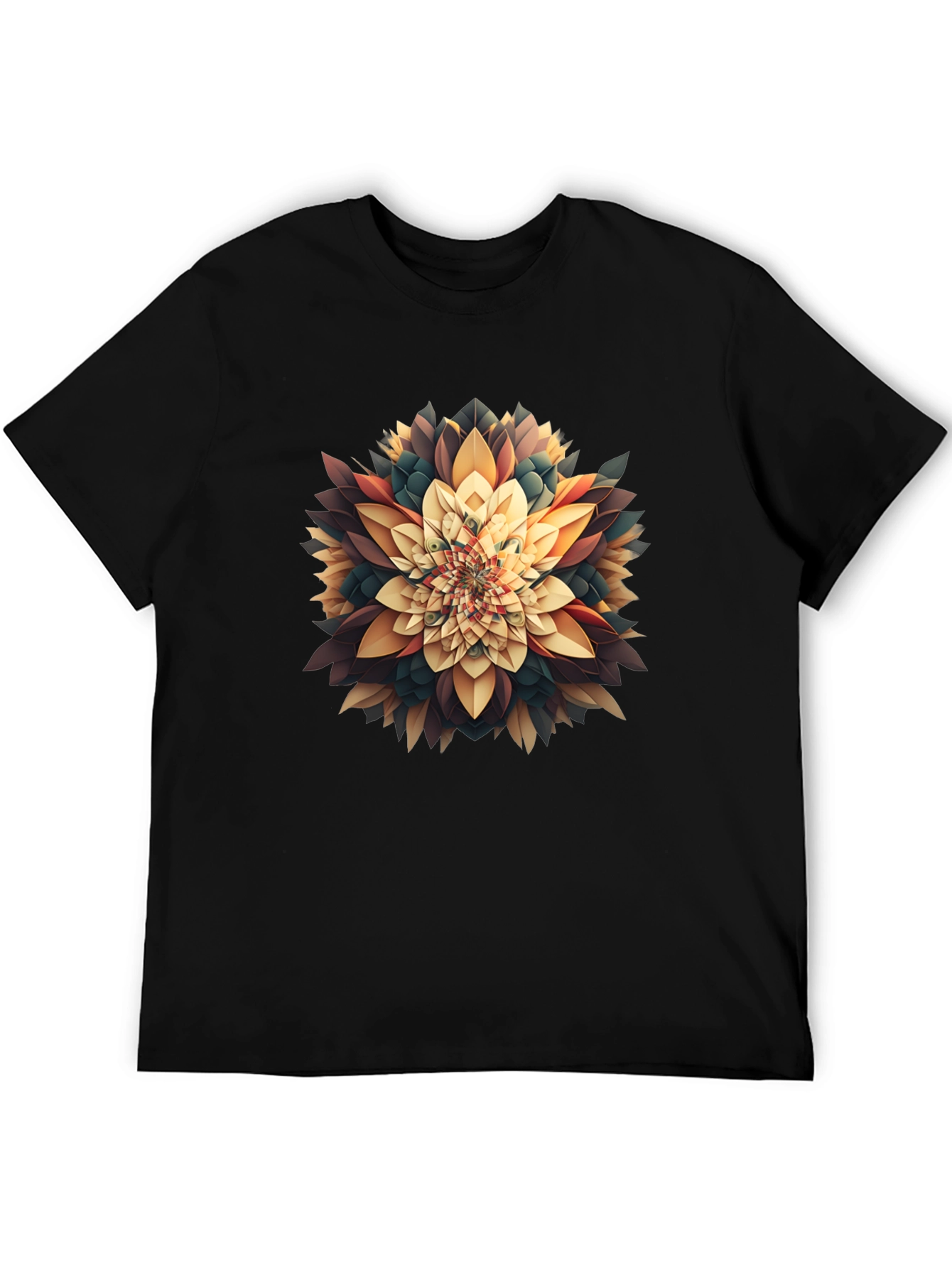 Abstract Floral Graphic Tee - Modern Black T-Shirt
