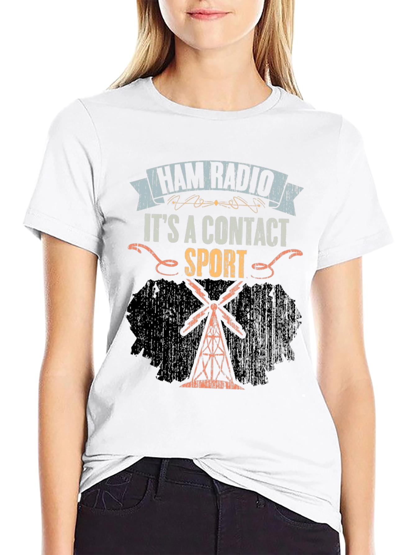 Ham Radio Contact Sport Black T-Shirt