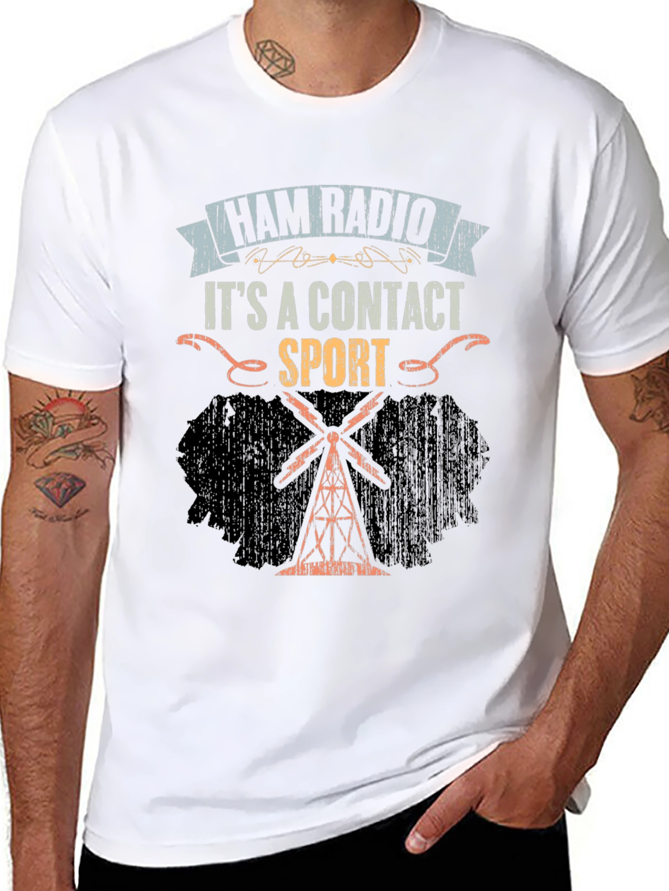 Ham Radio Contact Sport Black T-Shirt