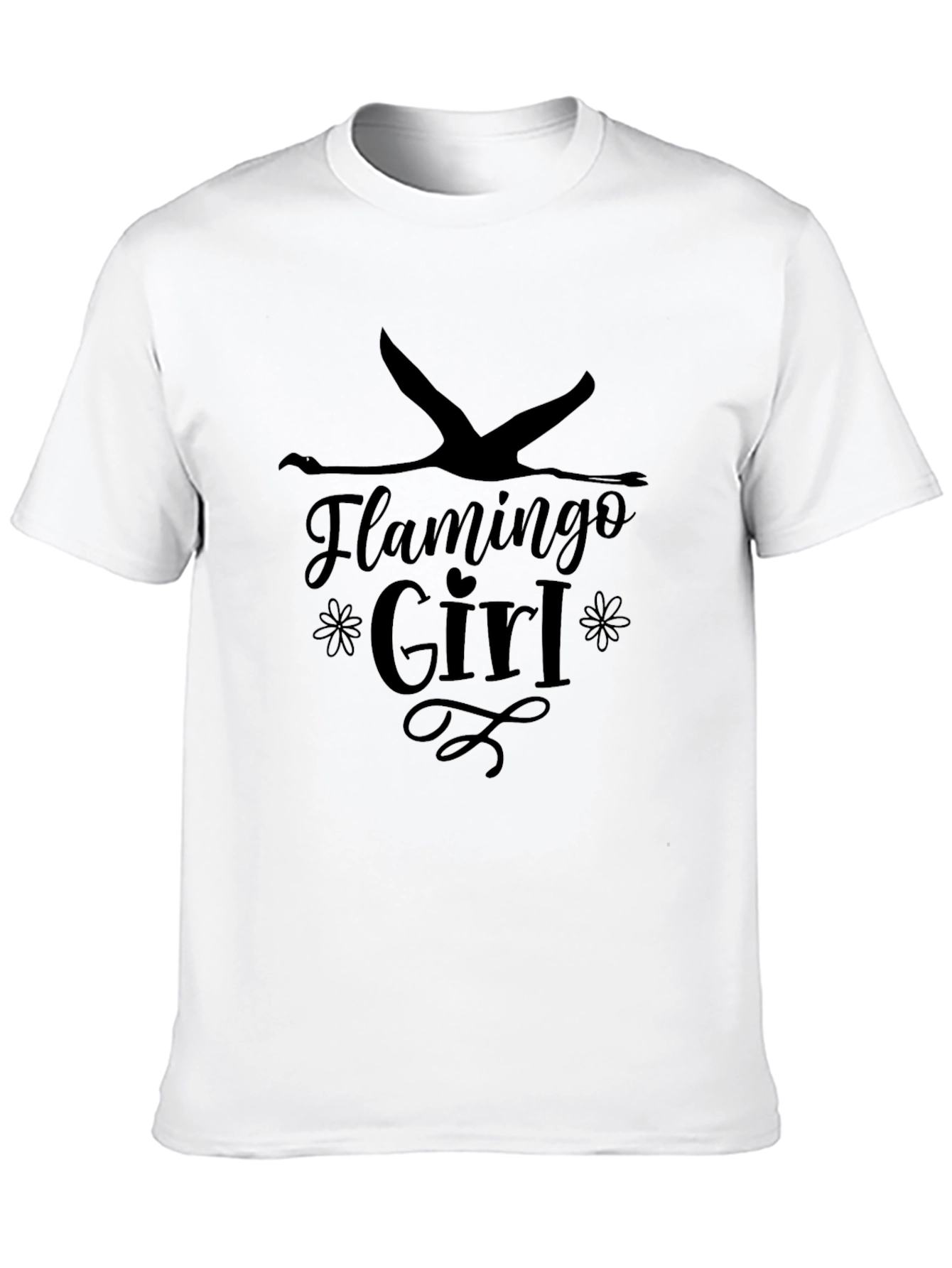 Flamingo Girl Graphic Tee - Black Unisex T-Shirt
