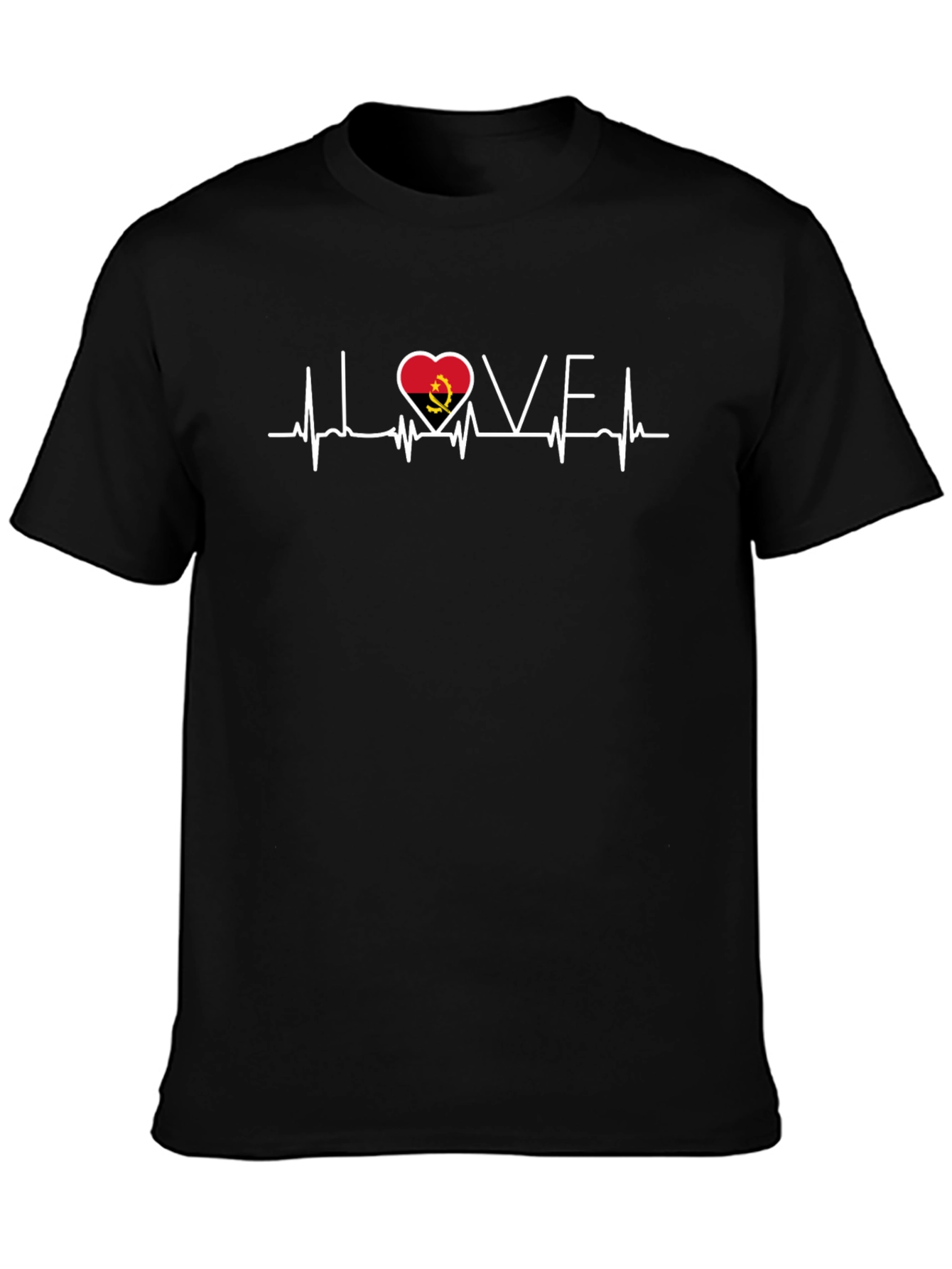 Angola Love Heartbeat Black T-Shirt