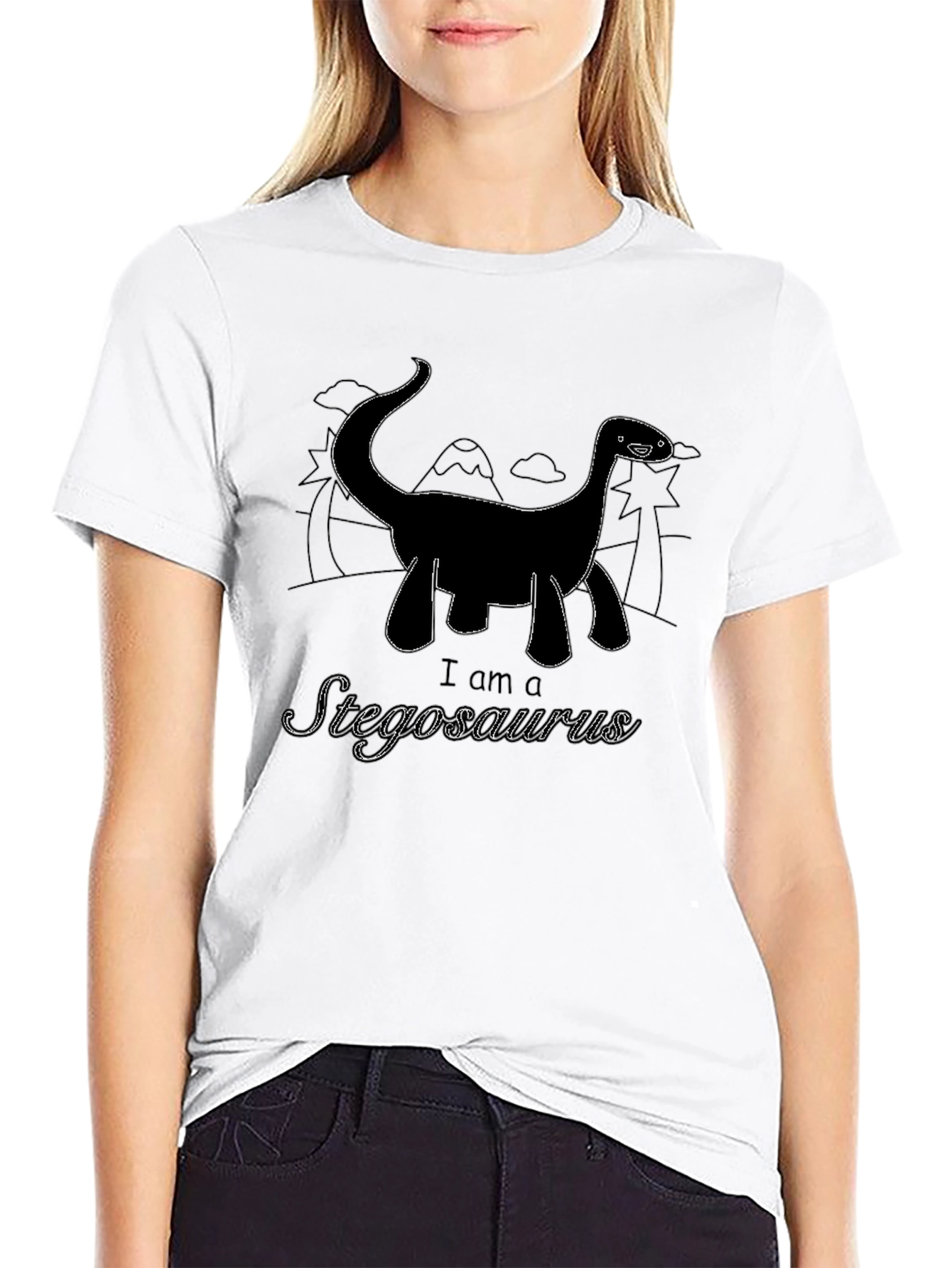 I am a Stegosaurus Black T-Shirt