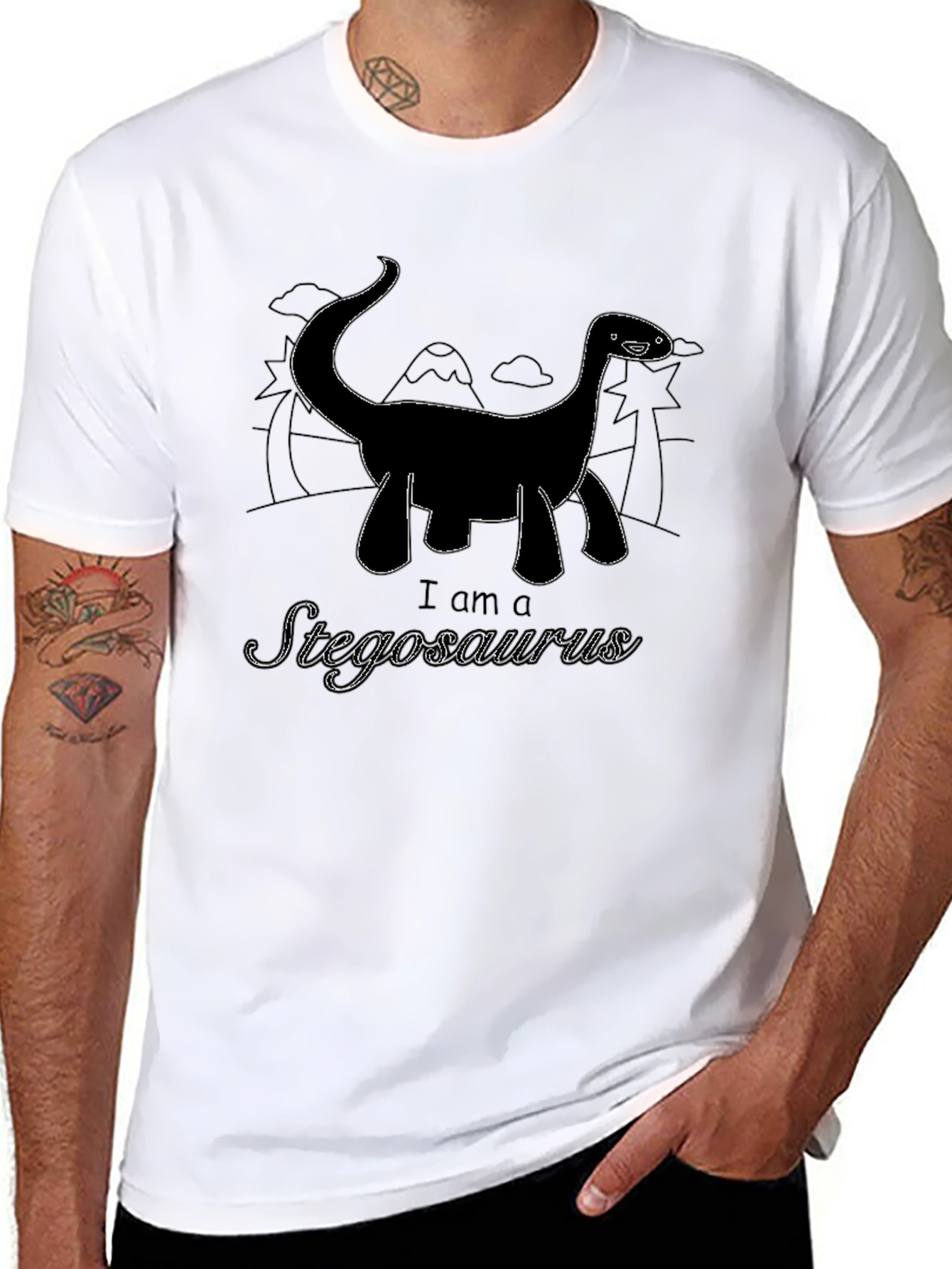 I am a Stegosaurus Black T-Shirt