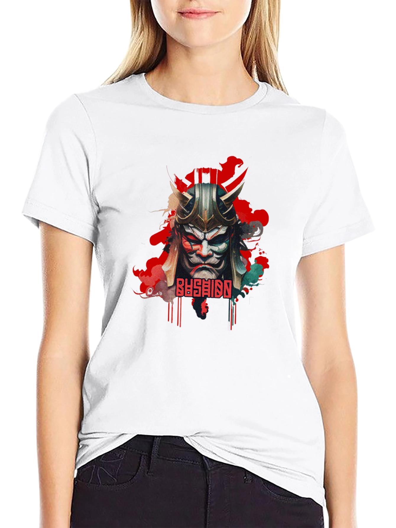 Bushido Samurai Mask Graphic Black T-Shirt