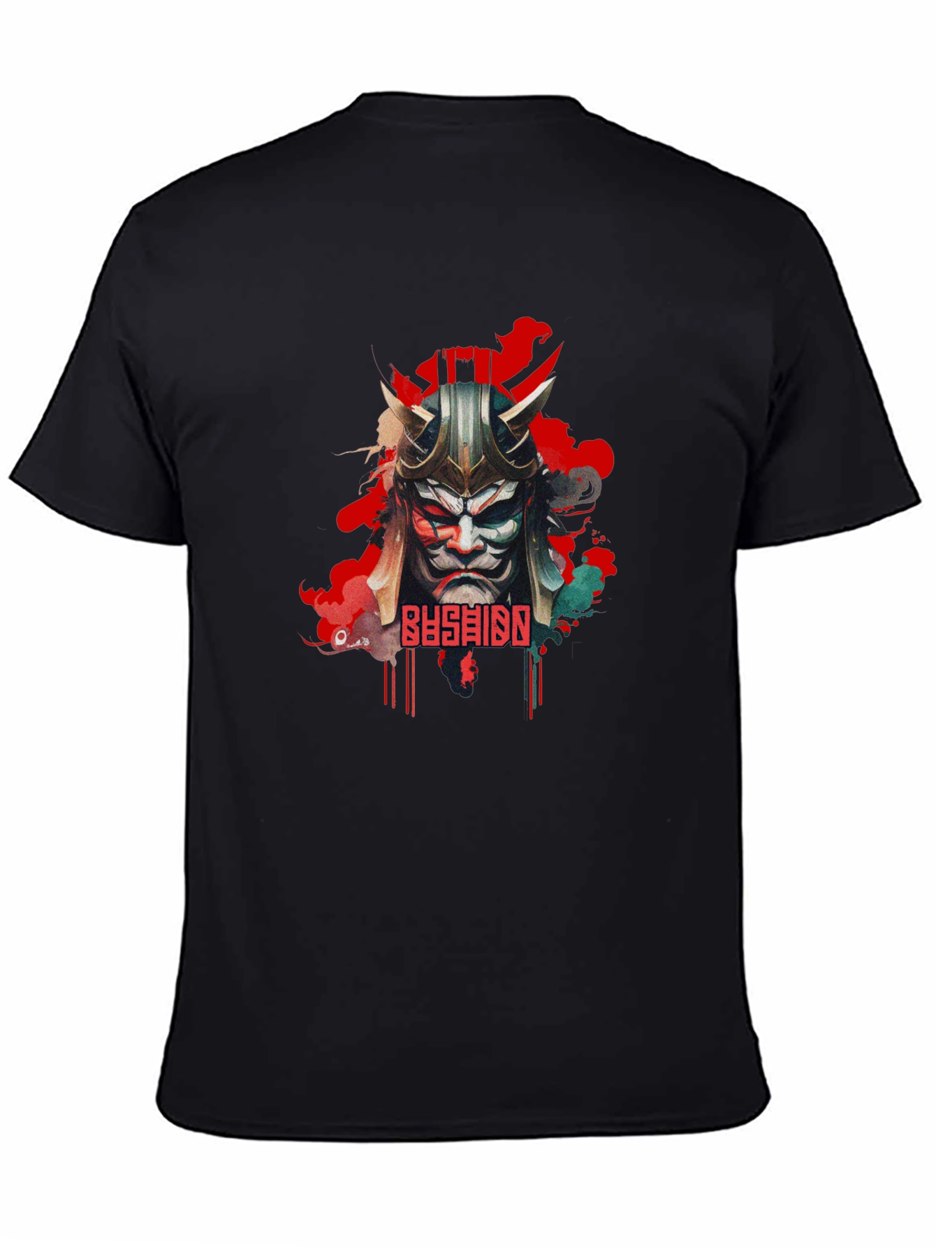 Bushido Samurai Mask Graphic Black T-Shirt
