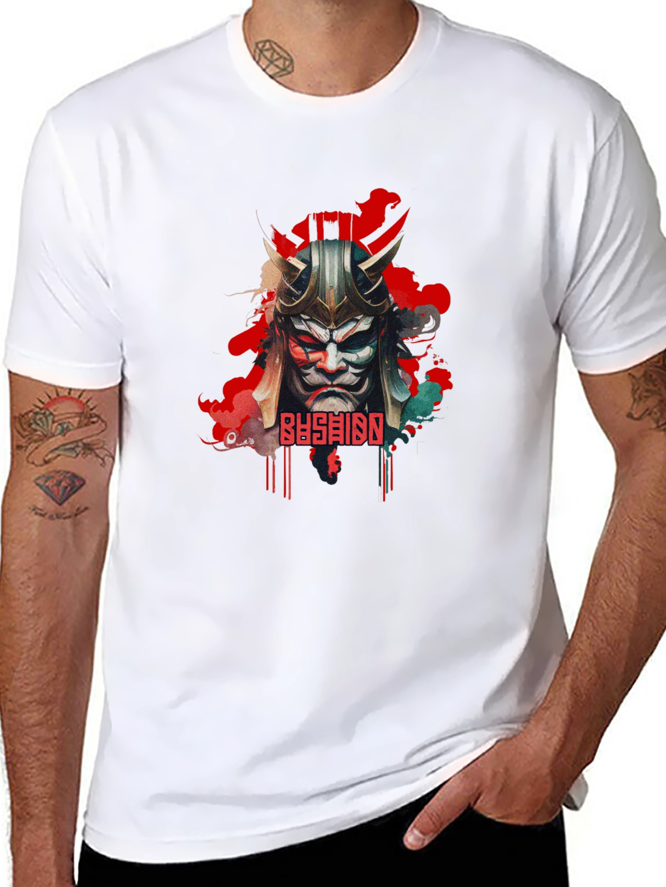 Bushido Samurai Mask Graphic Black T-Shirt