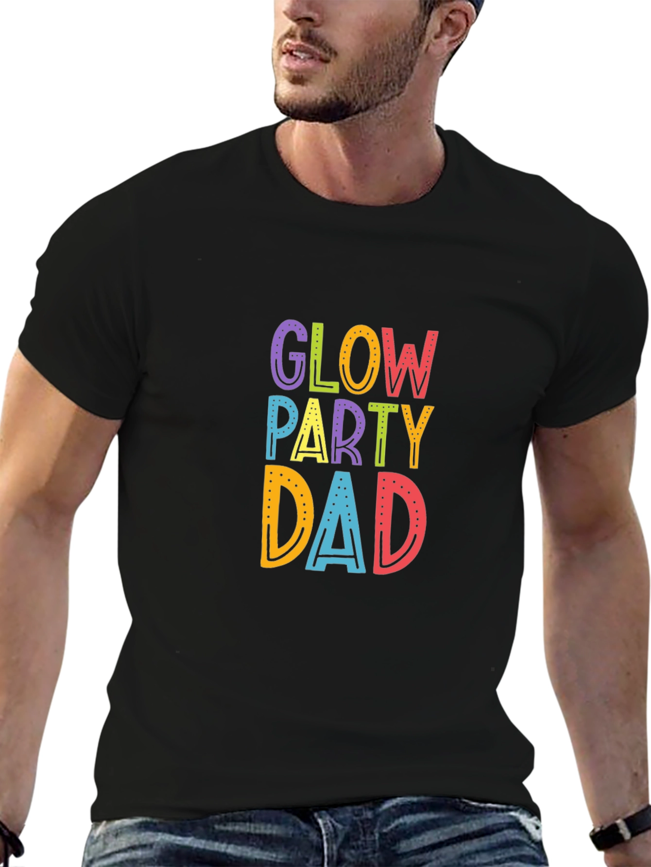 Glow Party Dad Black T-Shirt