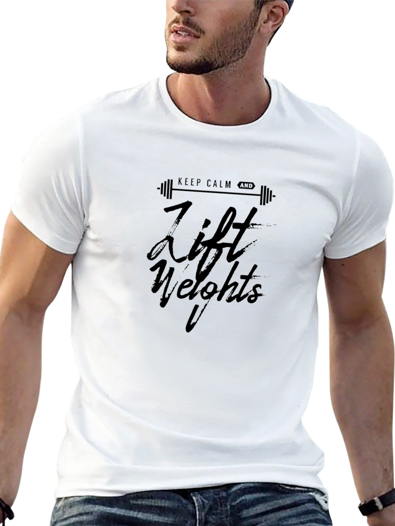 Keep Calm and Lift Weights Black T-Shirt