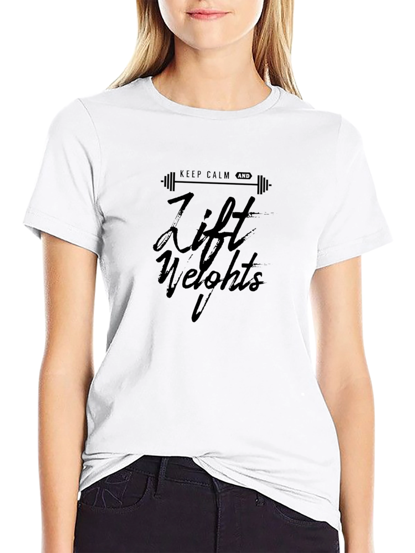 Keep Calm and Lift Weights Black T-Shirt