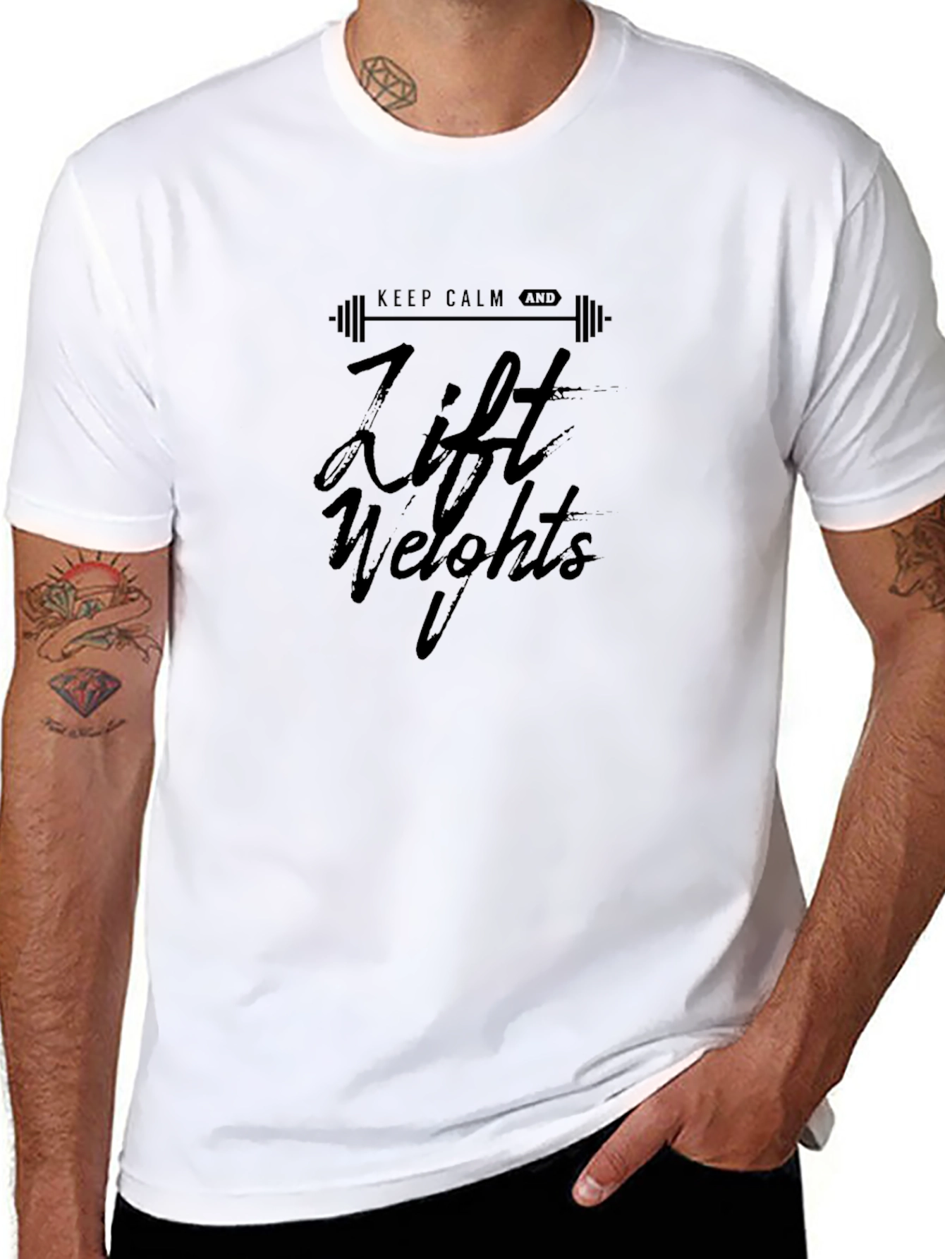 Keep Calm and Lift Weights Black T-Shirt