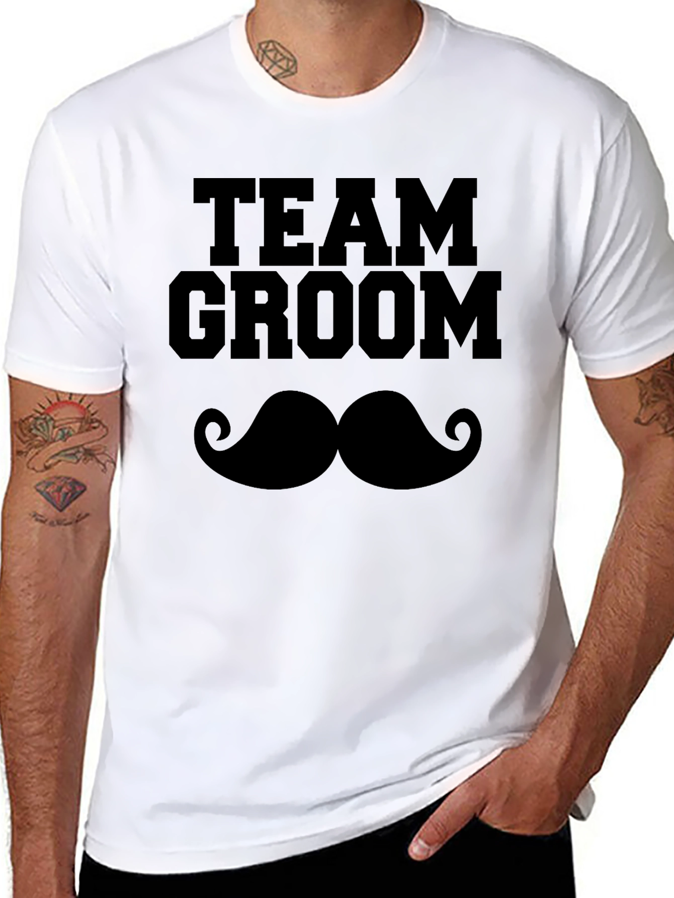 Team Groom Mustache Graphic T-Shirt