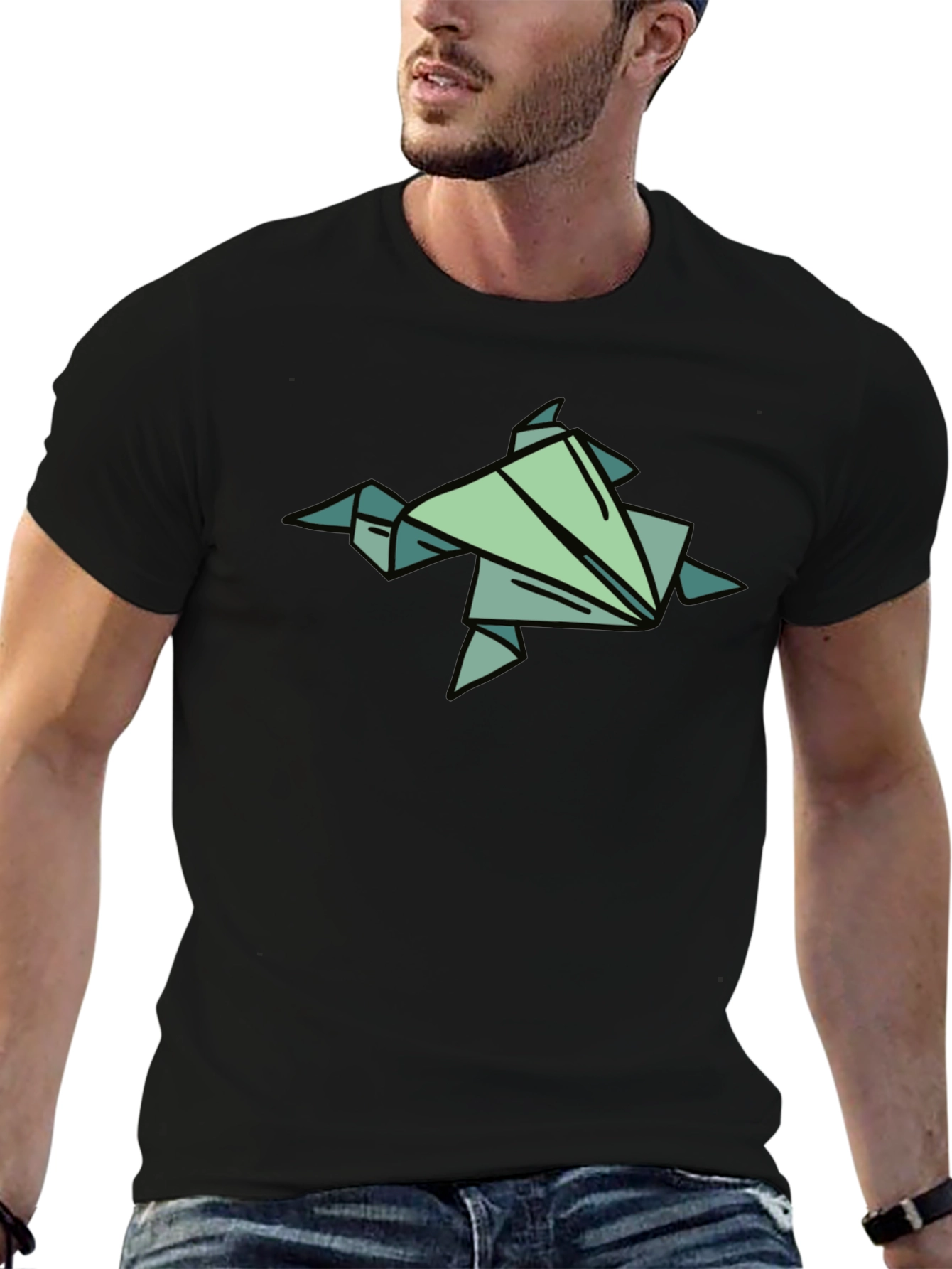Origami Turtle Graphic Tee - Black
