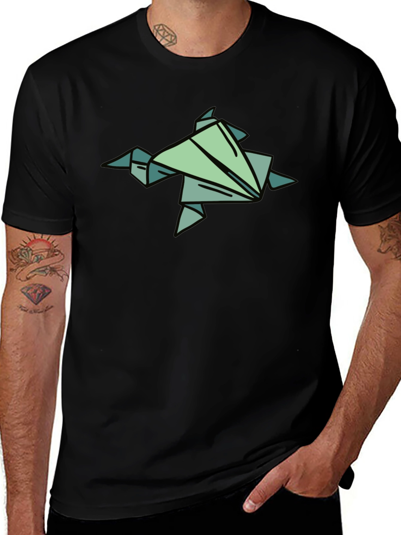Origami Turtle Graphic Tee - Black