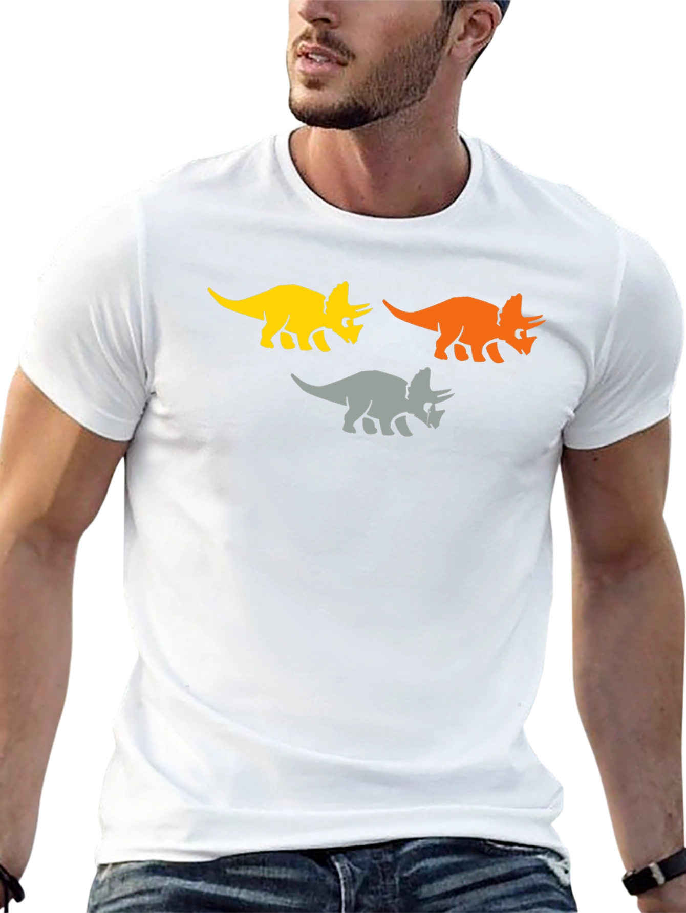 Triceratops Trio T-Shirt - Unique Dinosaur Design