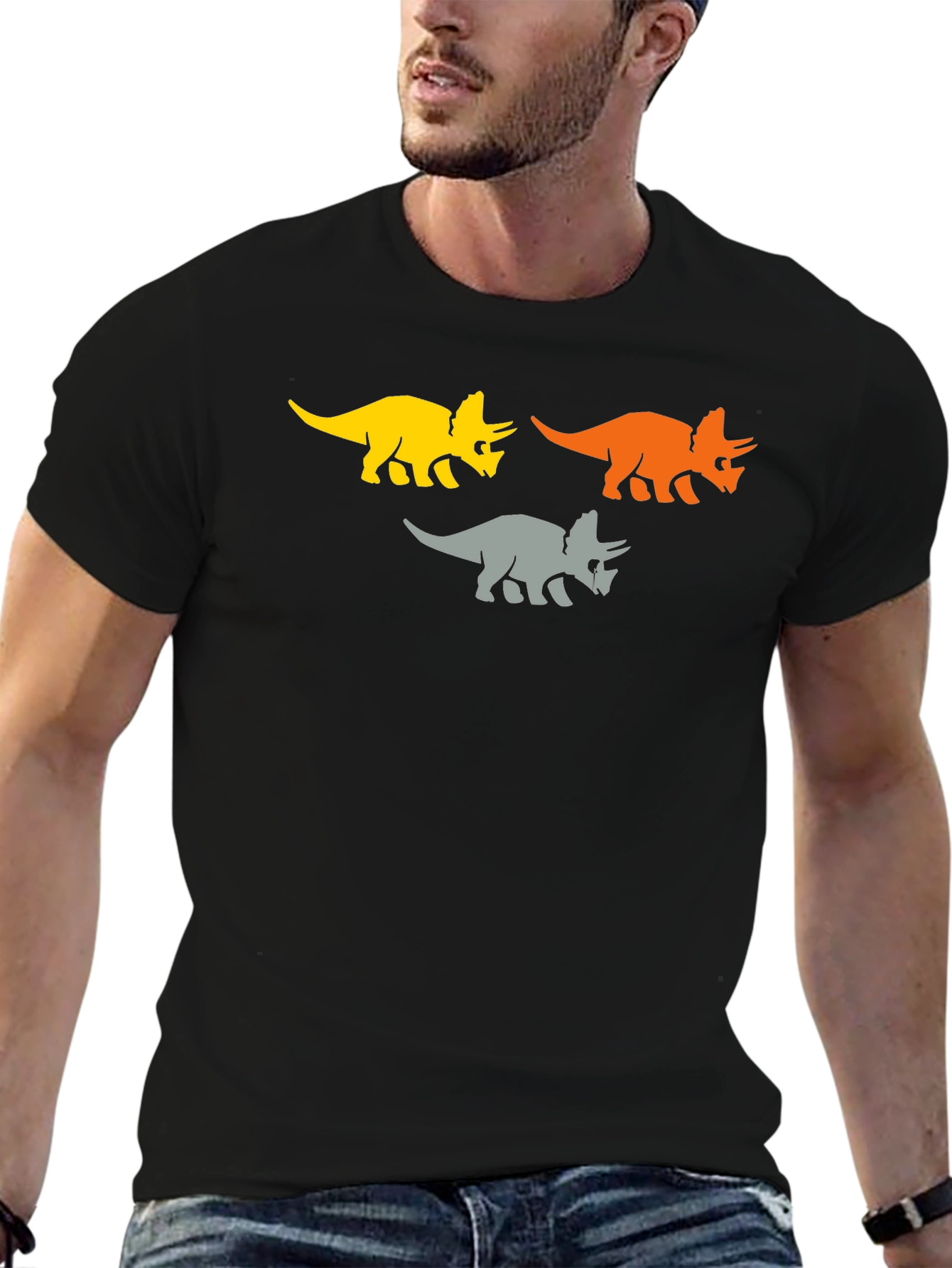Triceratops Trio T-Shirt - Unique Dinosaur Design