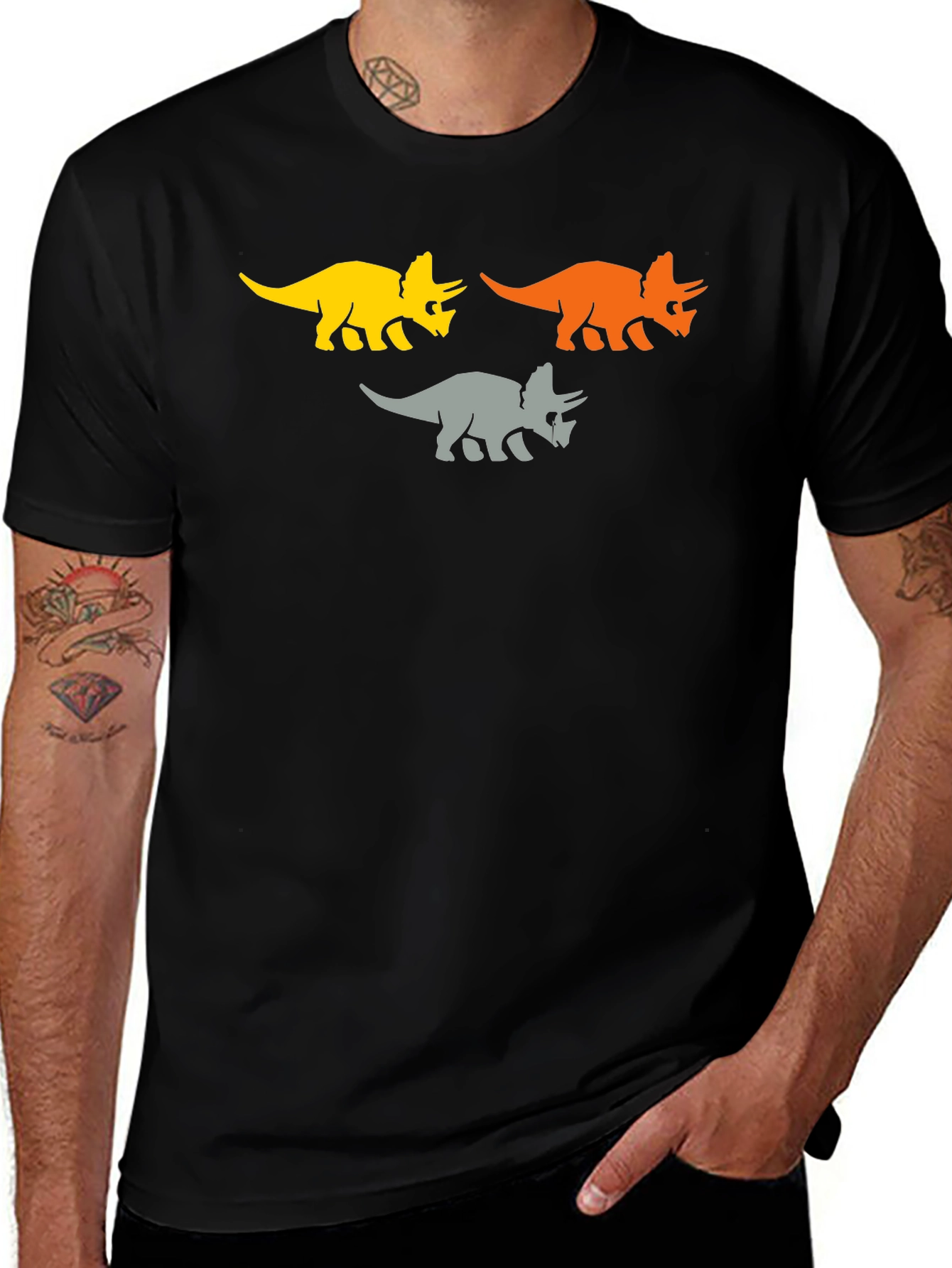 Triceratops Trio T-Shirt - Unique Dinosaur Design