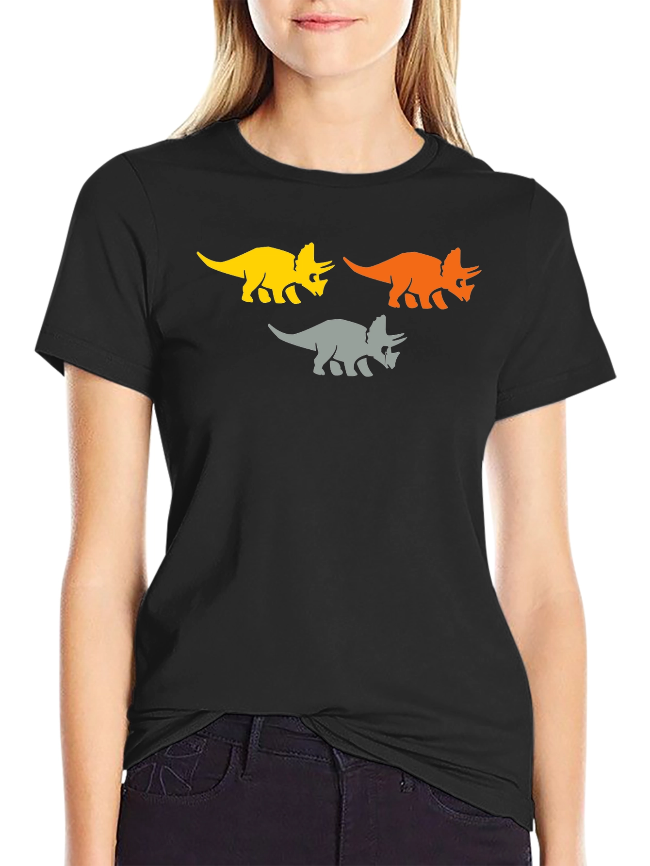 Triceratops Trio T-Shirt - Unique Dinosaur Design