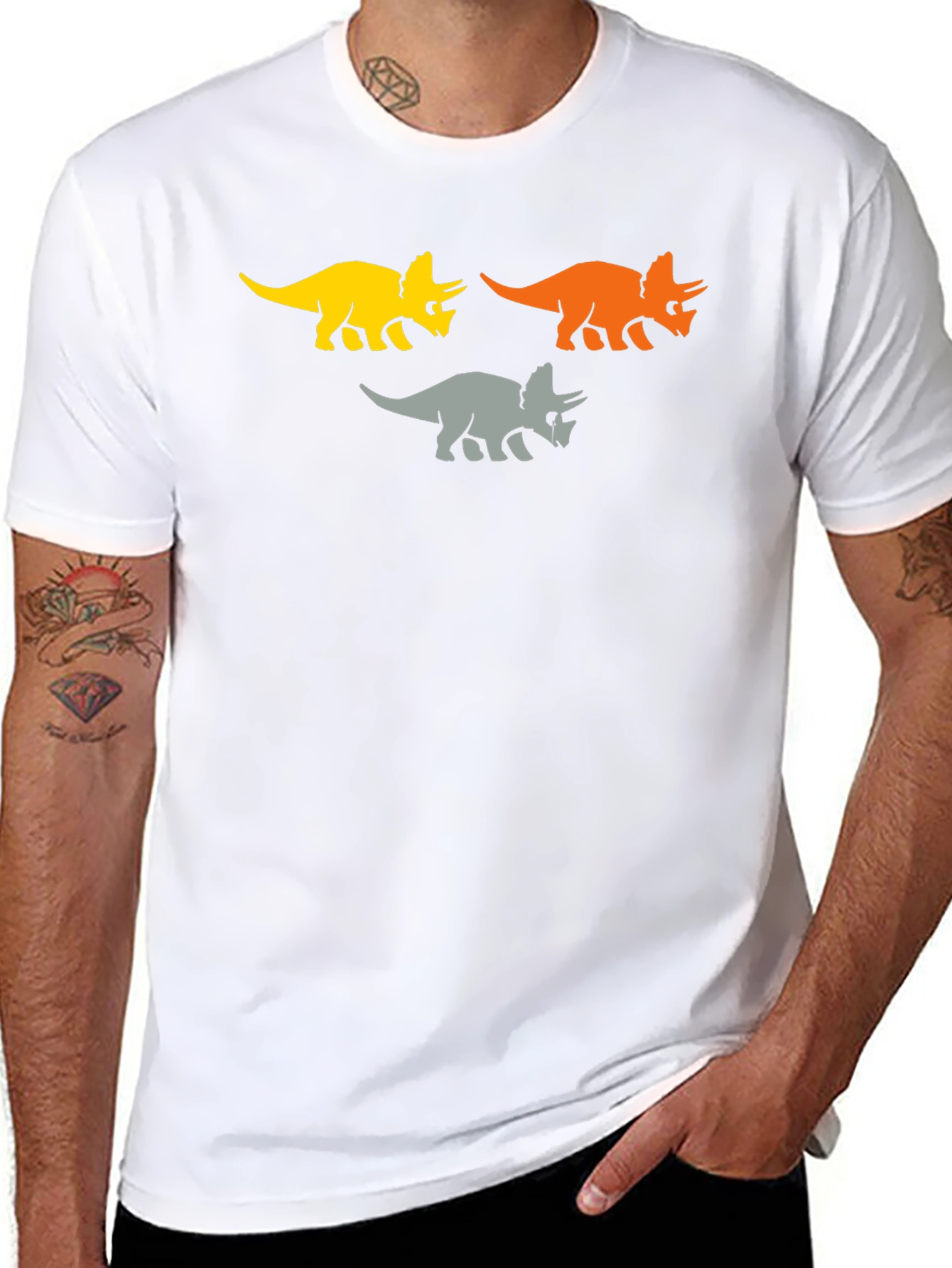 Triceratops Trio T-Shirt - Unique Dinosaur Design