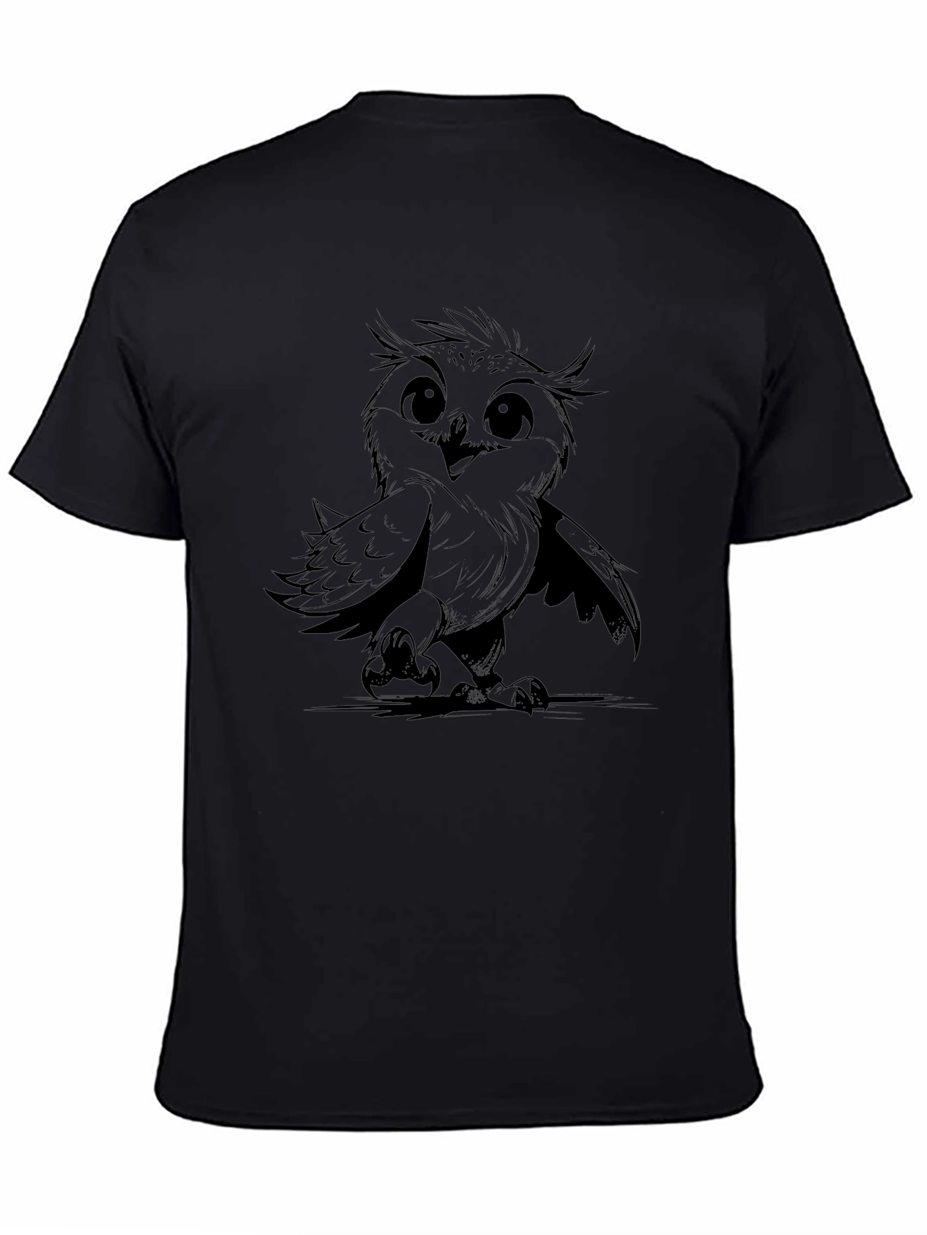 Mens Owl Graphic Print Black T-Shirt
