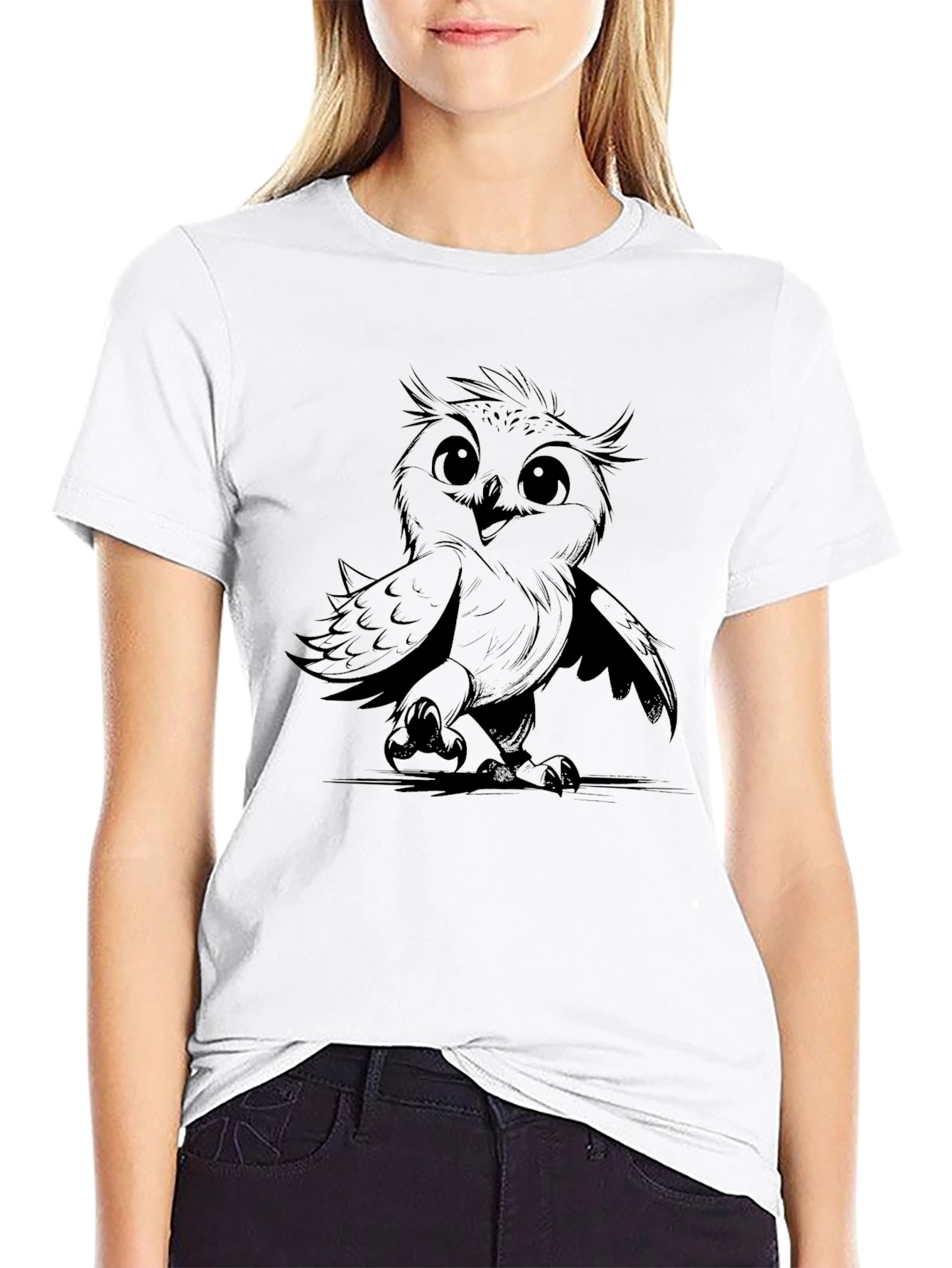 Mens Owl Graphic Print Black T-Shirt