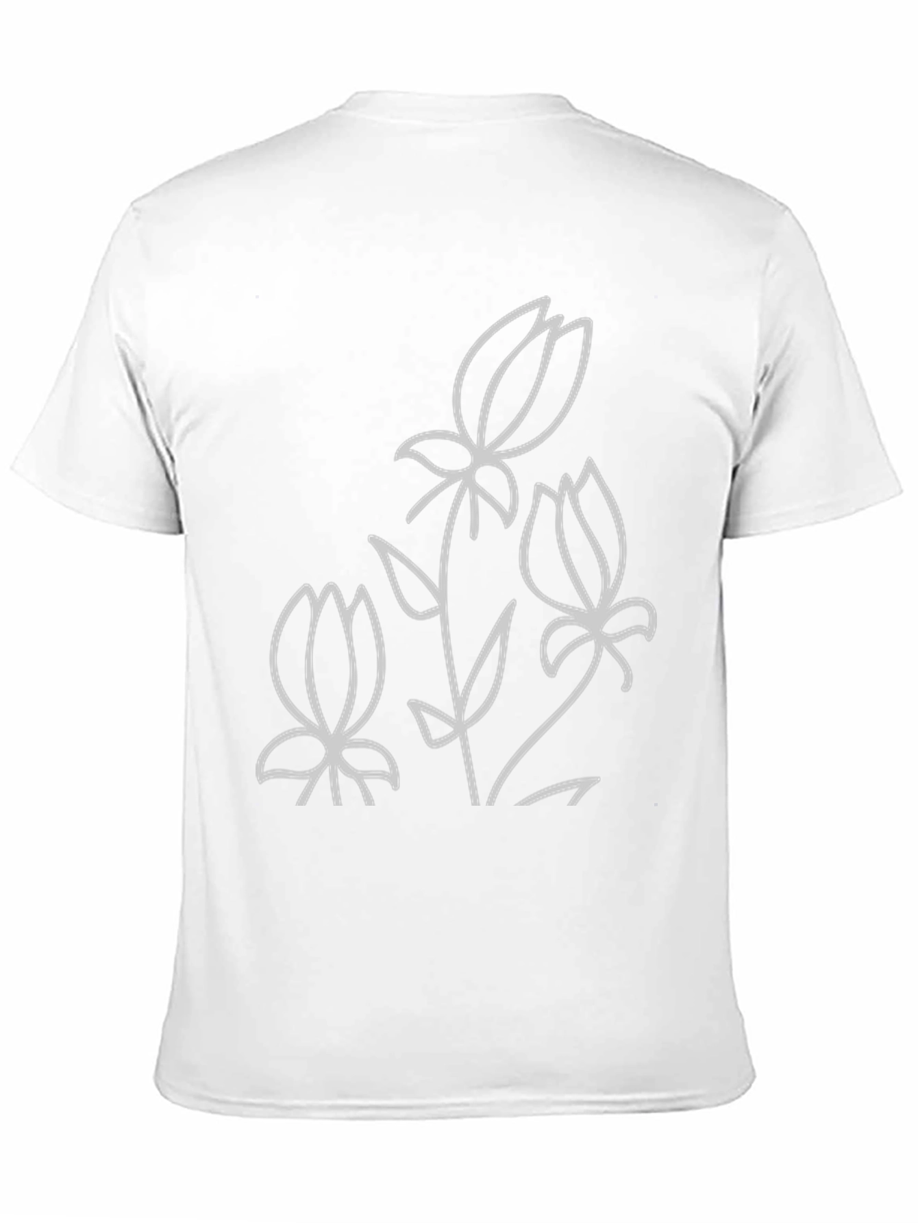 Floral Line Art Black T-Shirt