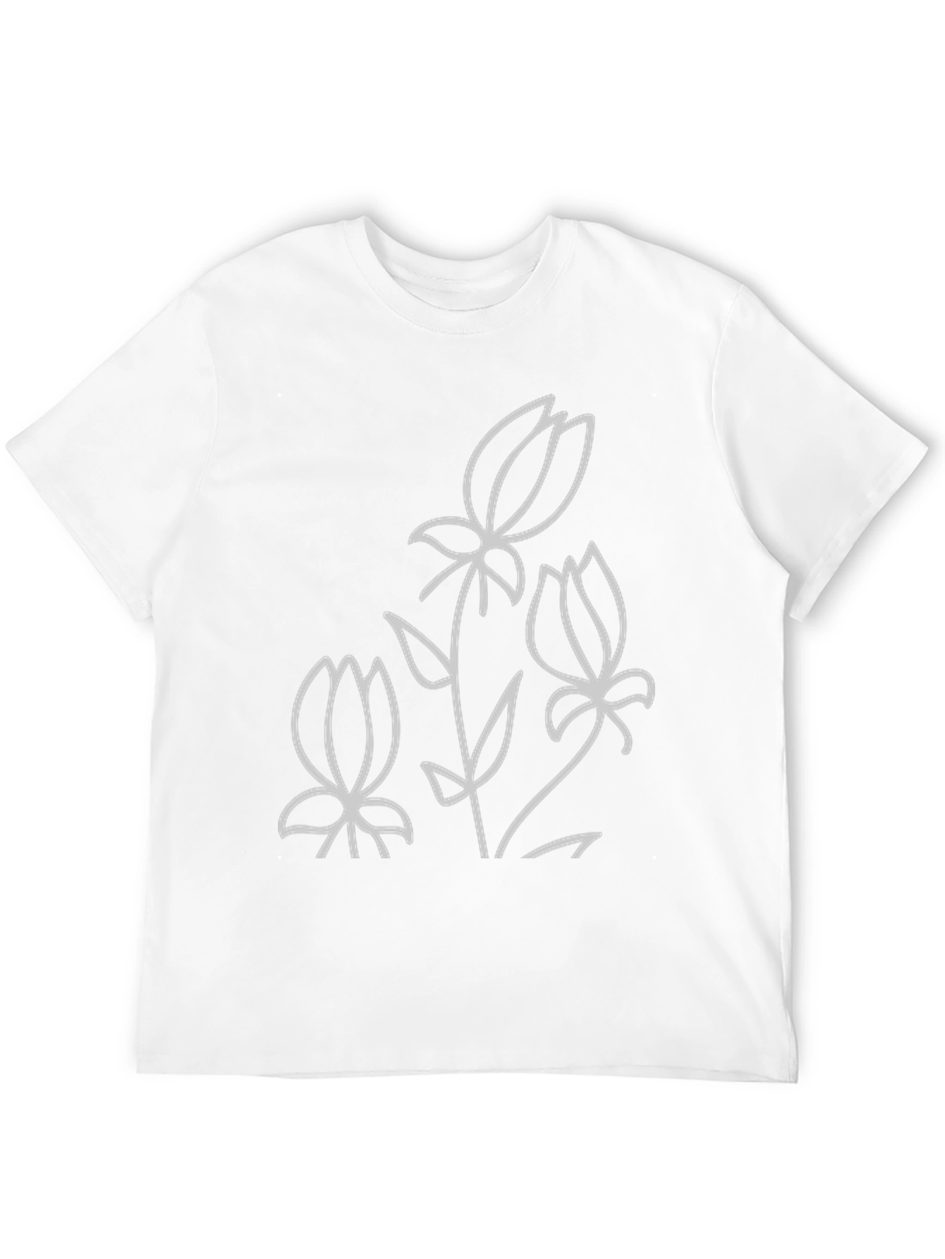 Floral Line Art Black T-Shirt