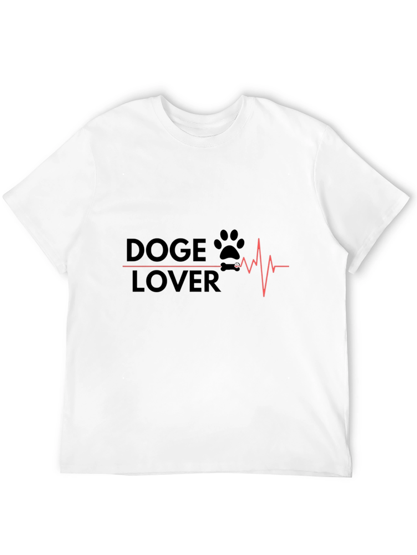 Doge Lover T-Shirt - Dog Paw Heartbeat Design