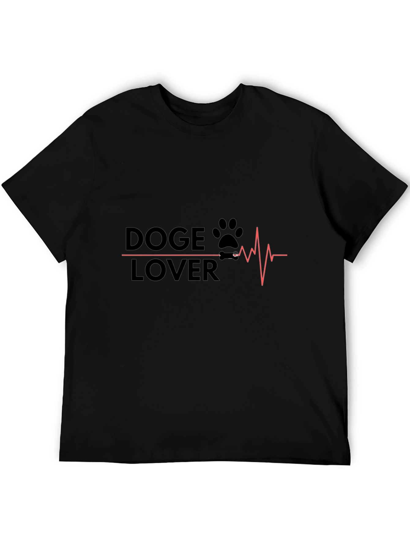 Doge Lover T-Shirt - Dog Paw Heartbeat Design