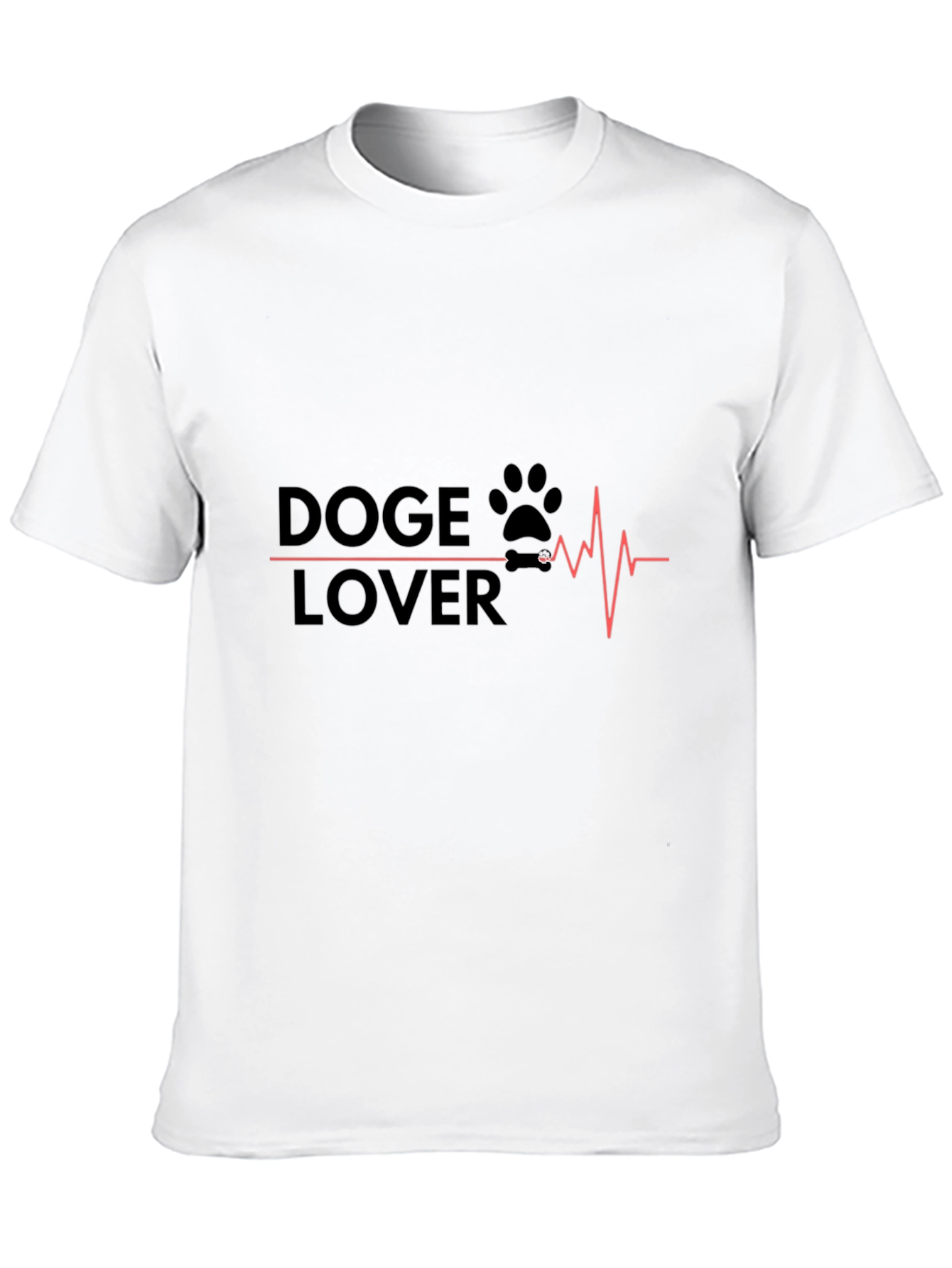 Doge Lover T-Shirt - Dog Paw Heartbeat Design