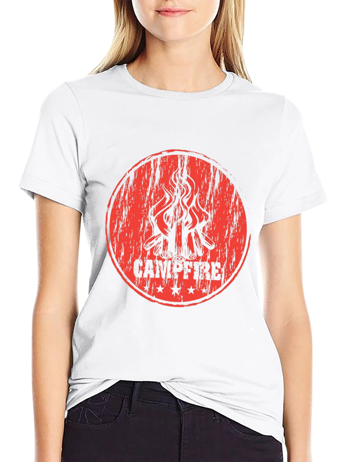 Campfire Graphic Print Black T-Shirt