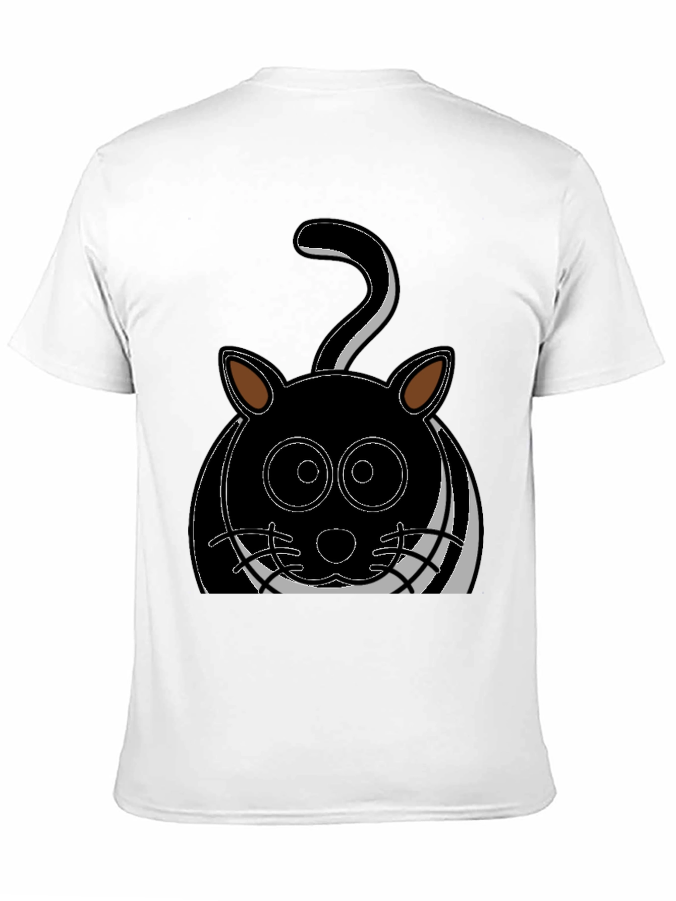 Cartoon Cat Graphic Tee - Black