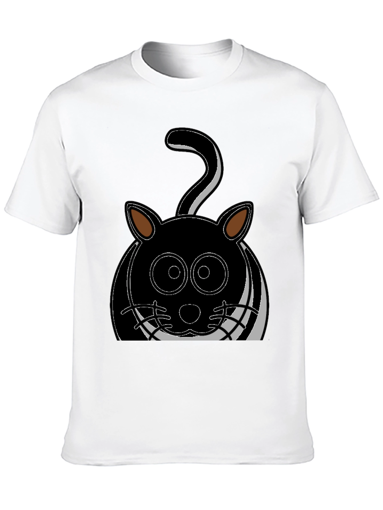 Cartoon Cat Graphic Tee - Black