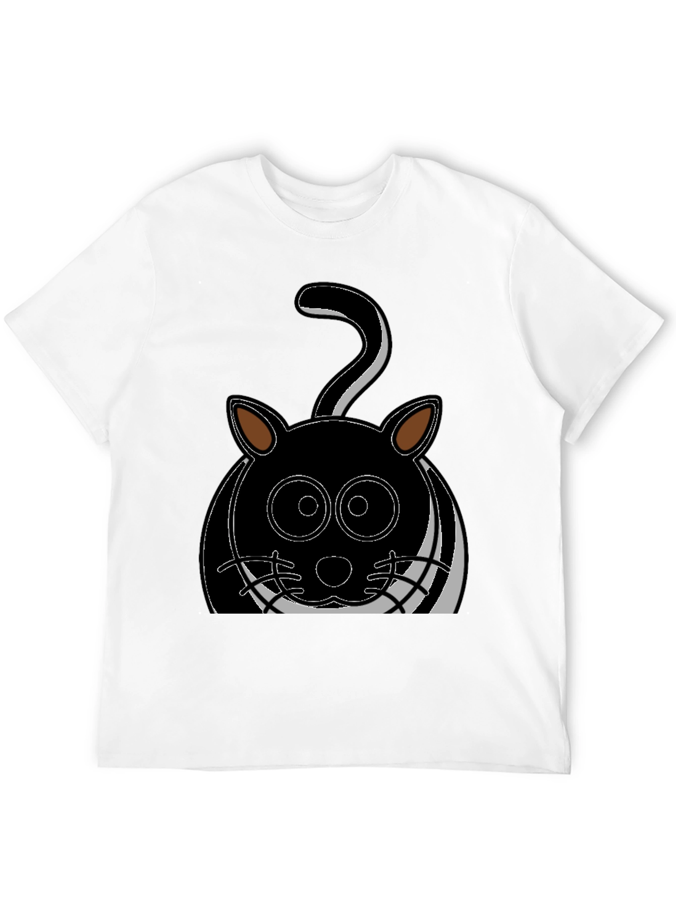 Cartoon Cat Graphic Tee - Black