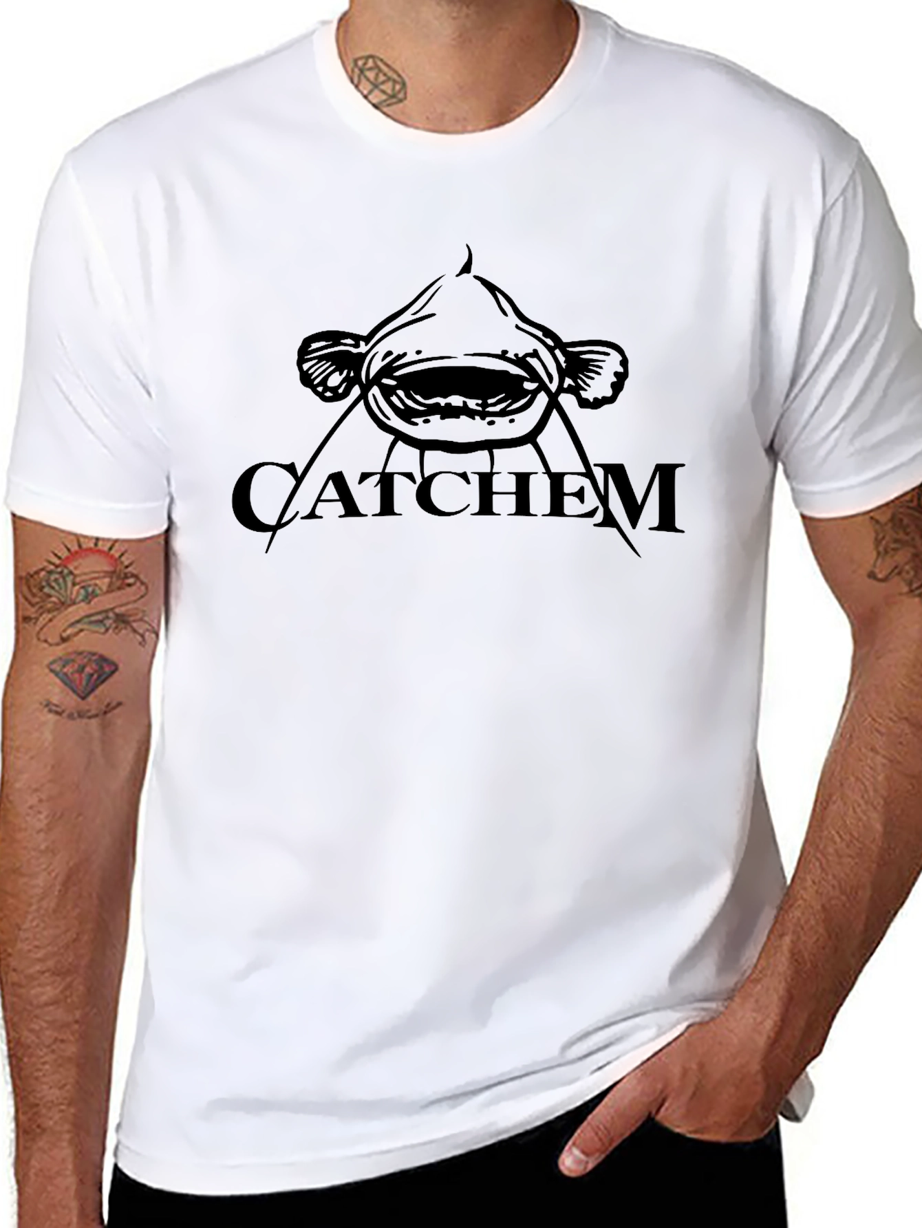 Catchem Catfish Graphic T-Shirt - Black