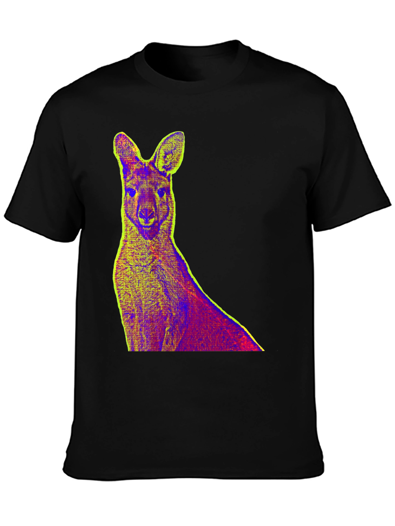 Kangaroo Pop Art Print Black T-Shirt