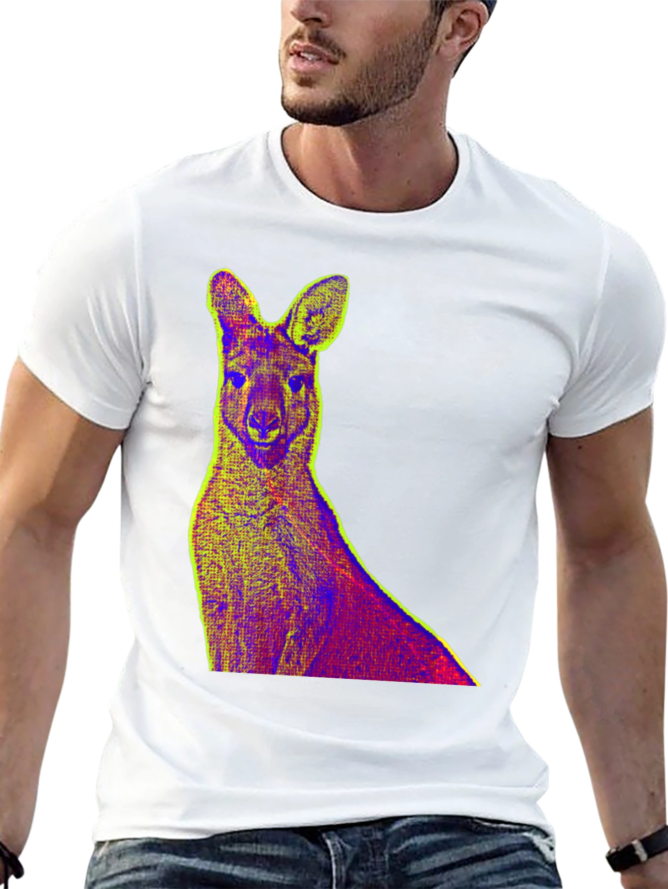 Kangaroo Pop Art Print Black T-Shirt