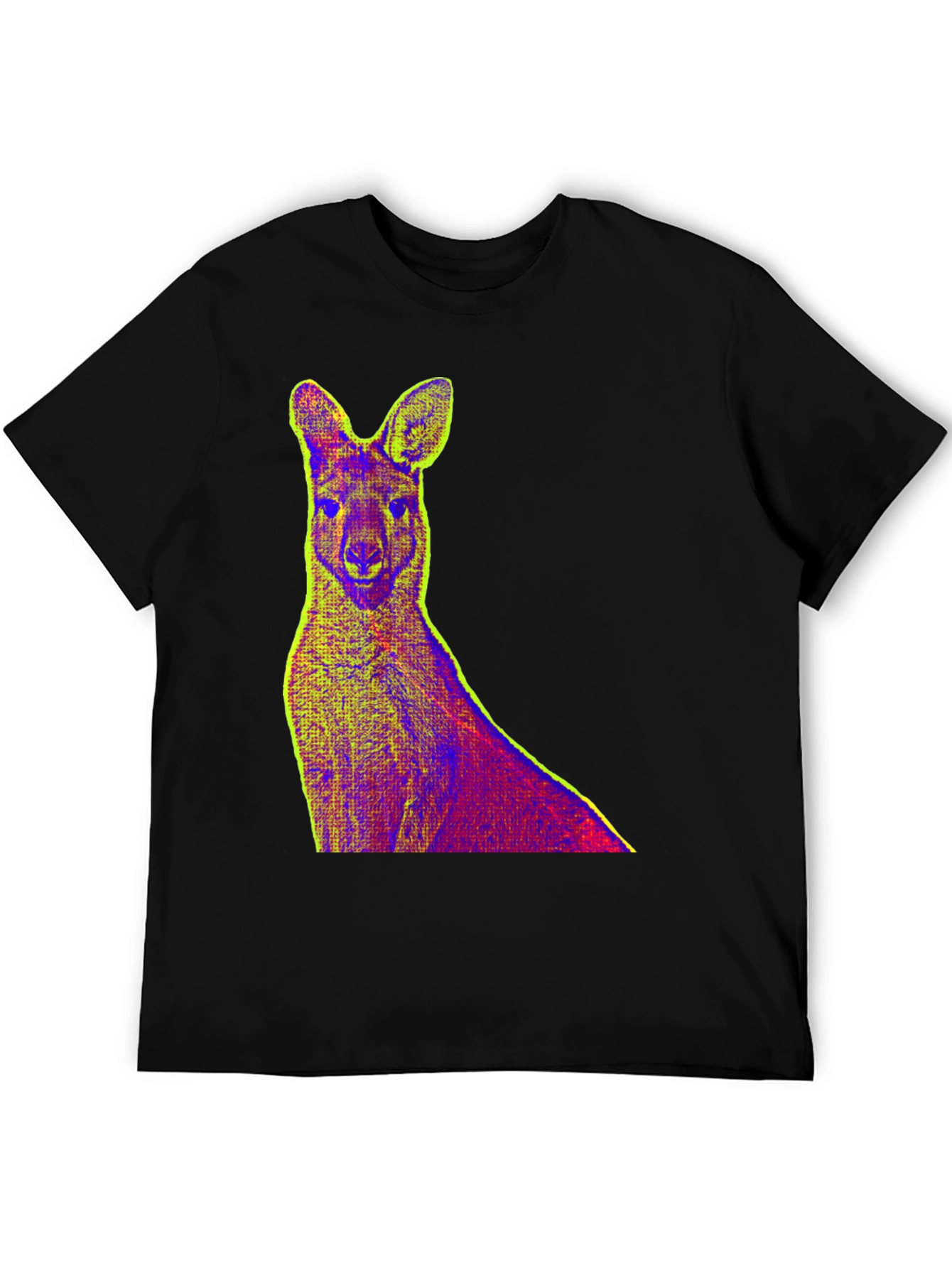 Kangaroo Pop Art Print Black T-Shirt