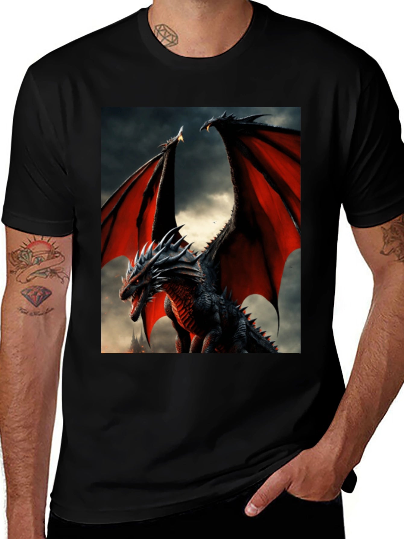 Dragon Graphic Tee - Black Fantasy T-Shirt