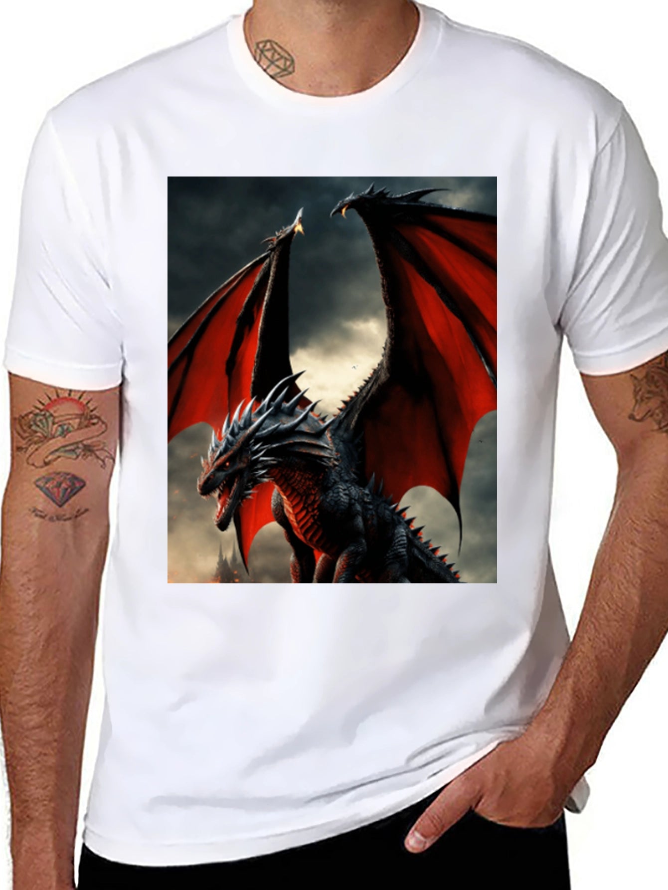 Dragon Graphic Tee - Black Fantasy T-Shirt