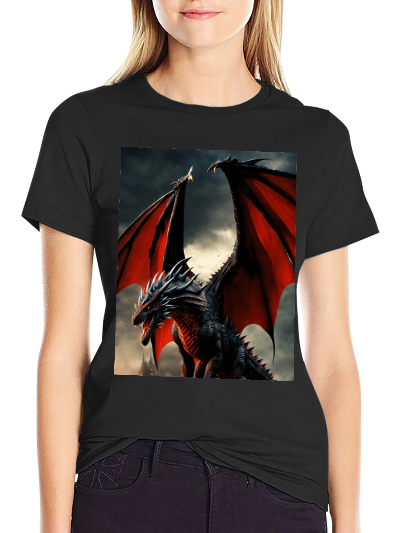 Dragon Graphic Tee - Black Fantasy T-Shirt