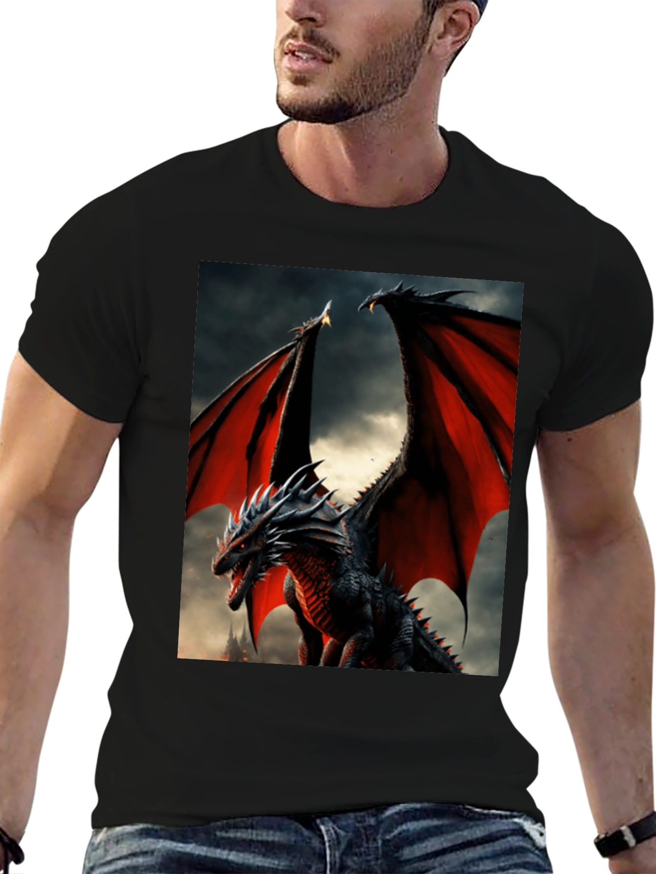 Dragon Graphic Tee - Black Fantasy T-Shirt