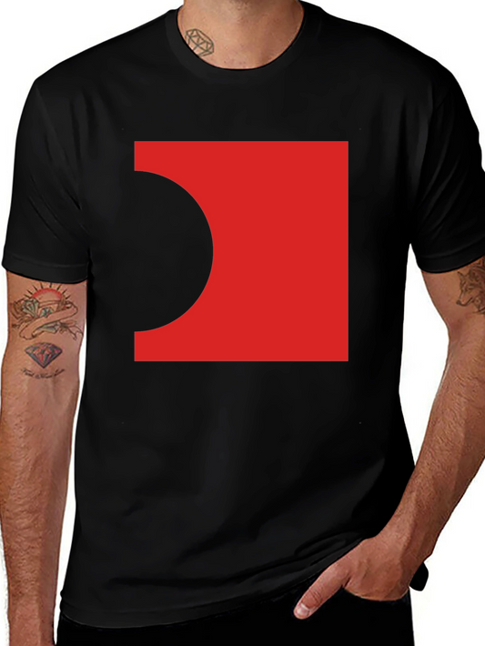 Abstract Red Square Black T-Shirt