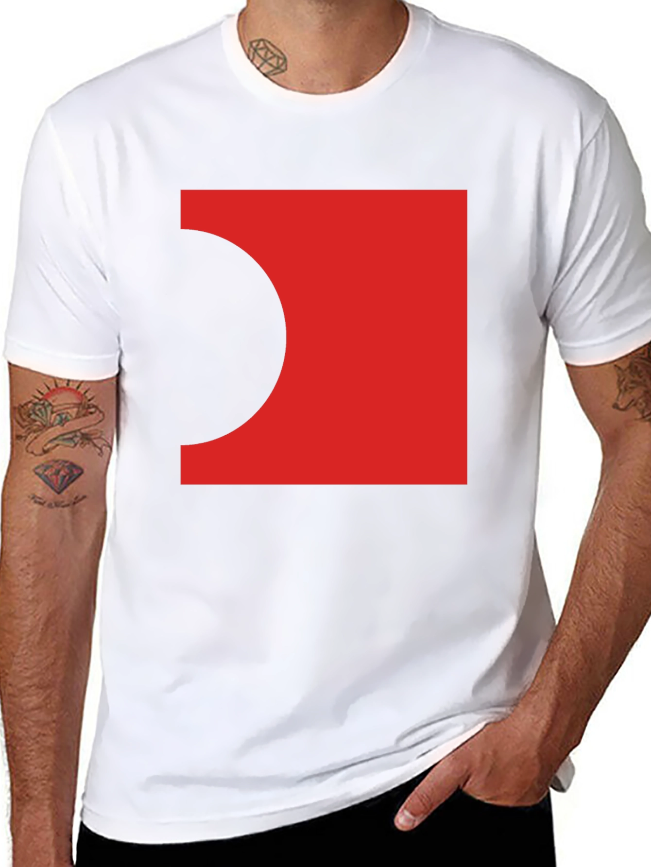 Abstract Red Square Black T-Shirt